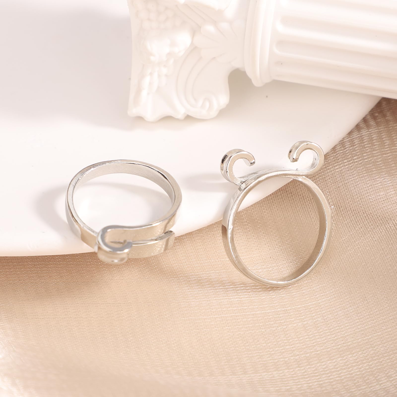 2PCS Adjustable Knitting Crochet Rings - Open Crochet Guide Ring & Yarn Guide Finger Holder for Faster Knitting (Silver) - Perfect for Crochet Beginners & DIY Handmade Projects