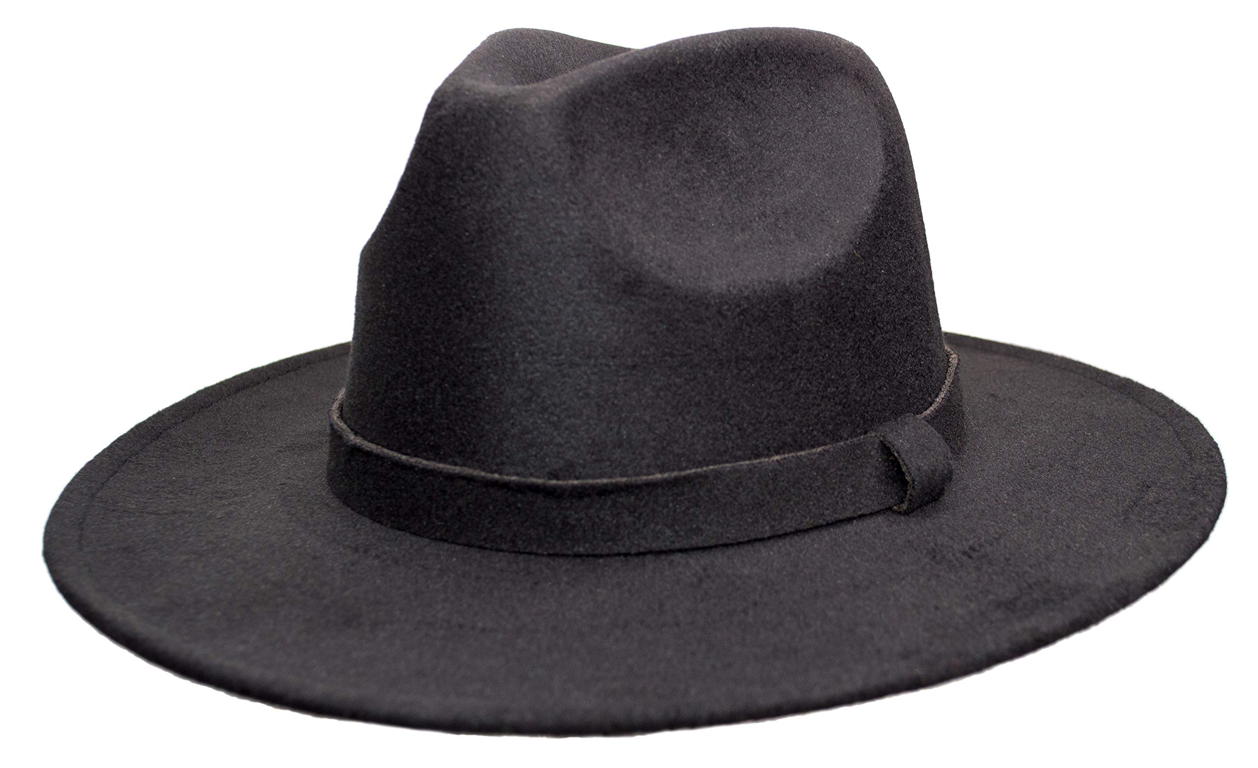 Stylish Large Felt Flat Brim Rancher Panama Hat for Women & Men - Wide Brim Fedora with Matching Hat Band - Perfect for Outdoor, Beach, Country Music Festivals & Summer Fashion