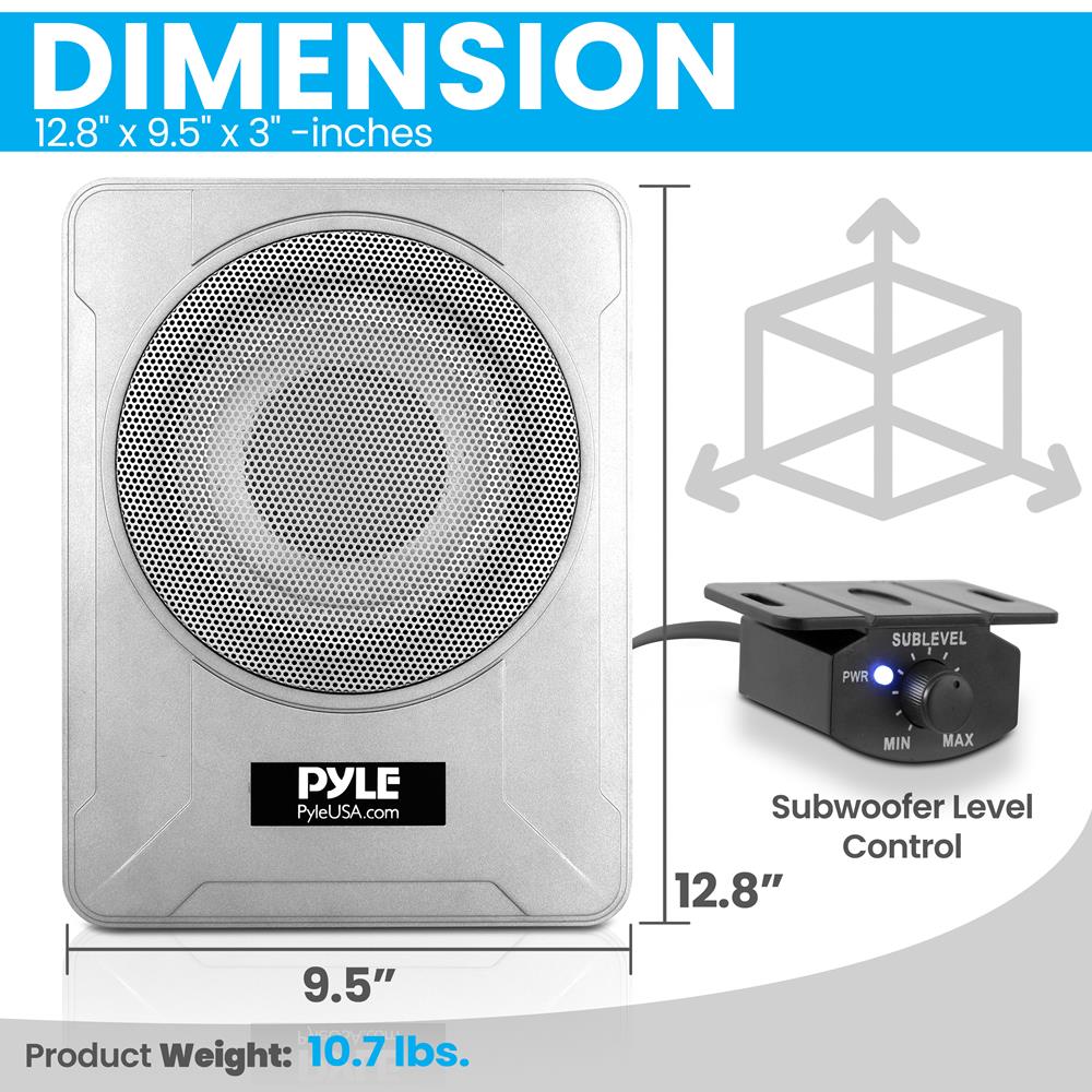 Premium Marine Grade Slim Active Subwoofer - High Performance Waterproof Bass Speaker for Boats, Cars & Outdoor Adventures