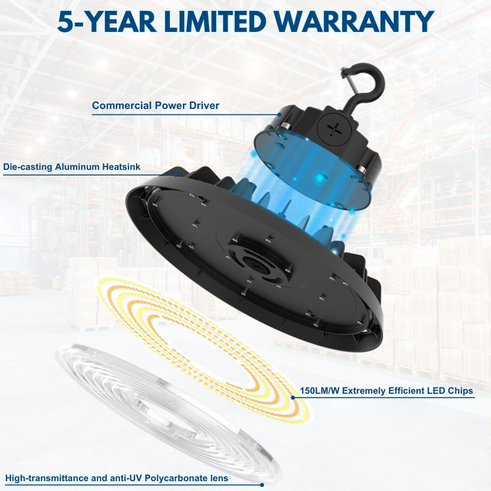 EcoMAX LED High Bay Light 320W/240W/200W - 120-277V, 49,900 Lumens, 5000K/4000K Daylight White - Equivalent to 1000W Metal Halide - Ideal for Warehouses, Garages & Industrial Spaces