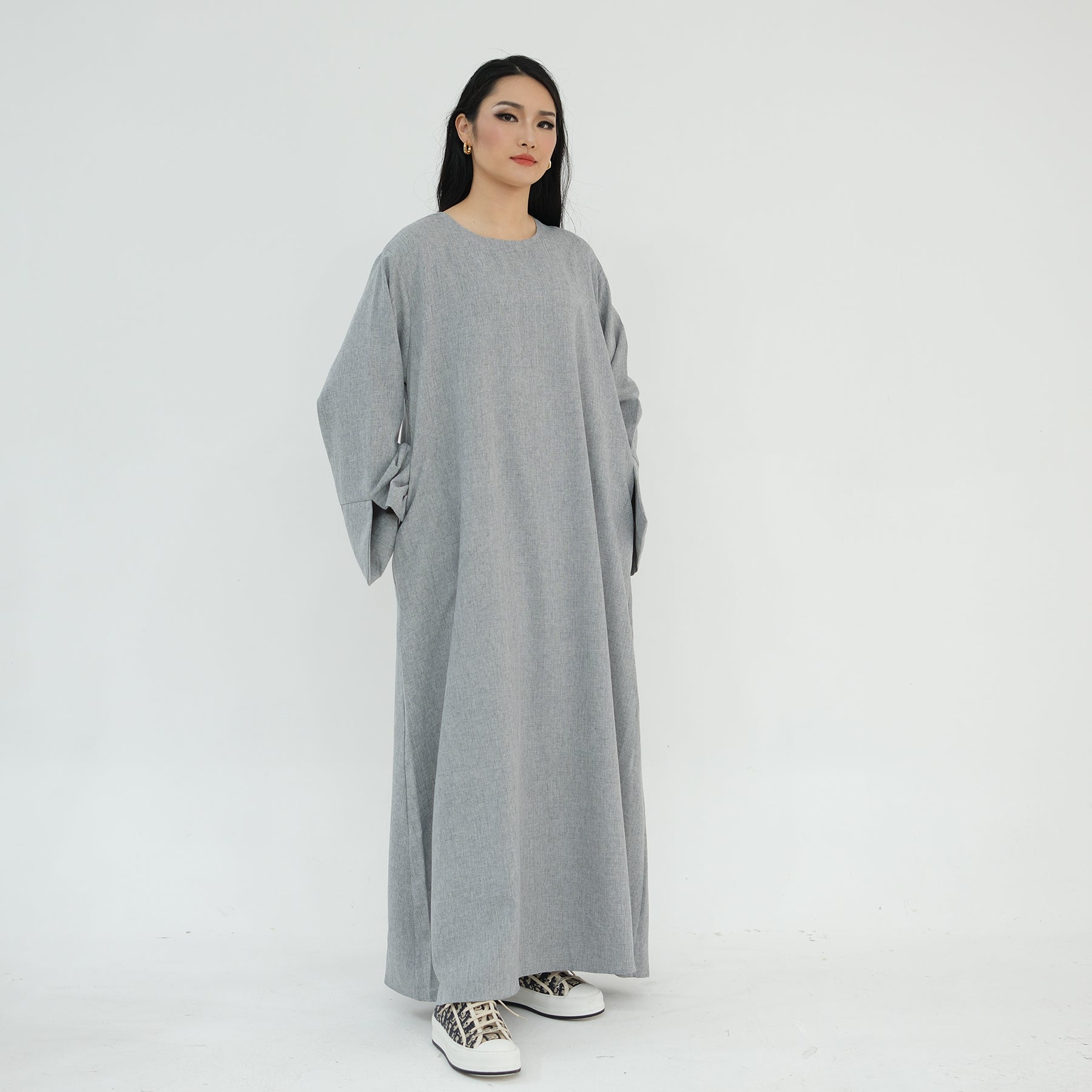 Stylish Heather Gray Everyday Abaya - Modest Islamic Dress for Women - Perfect for Prayer, Work & Casual Wear