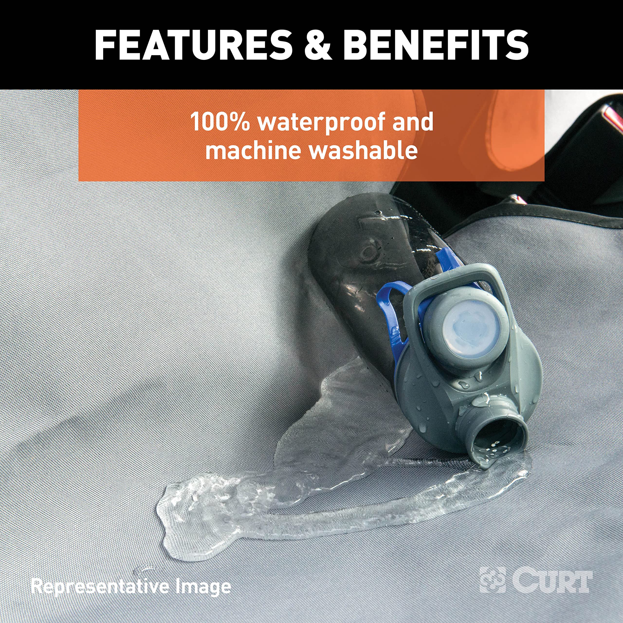 CURT Manufacturing 18520 Universal Fit Seat Cover - Waterproof & Durable Grey Car Seat Protector for Trucks, SUVs, and Cars | Perfect for Outdoor Adventures, Commuting, and Pet Protection