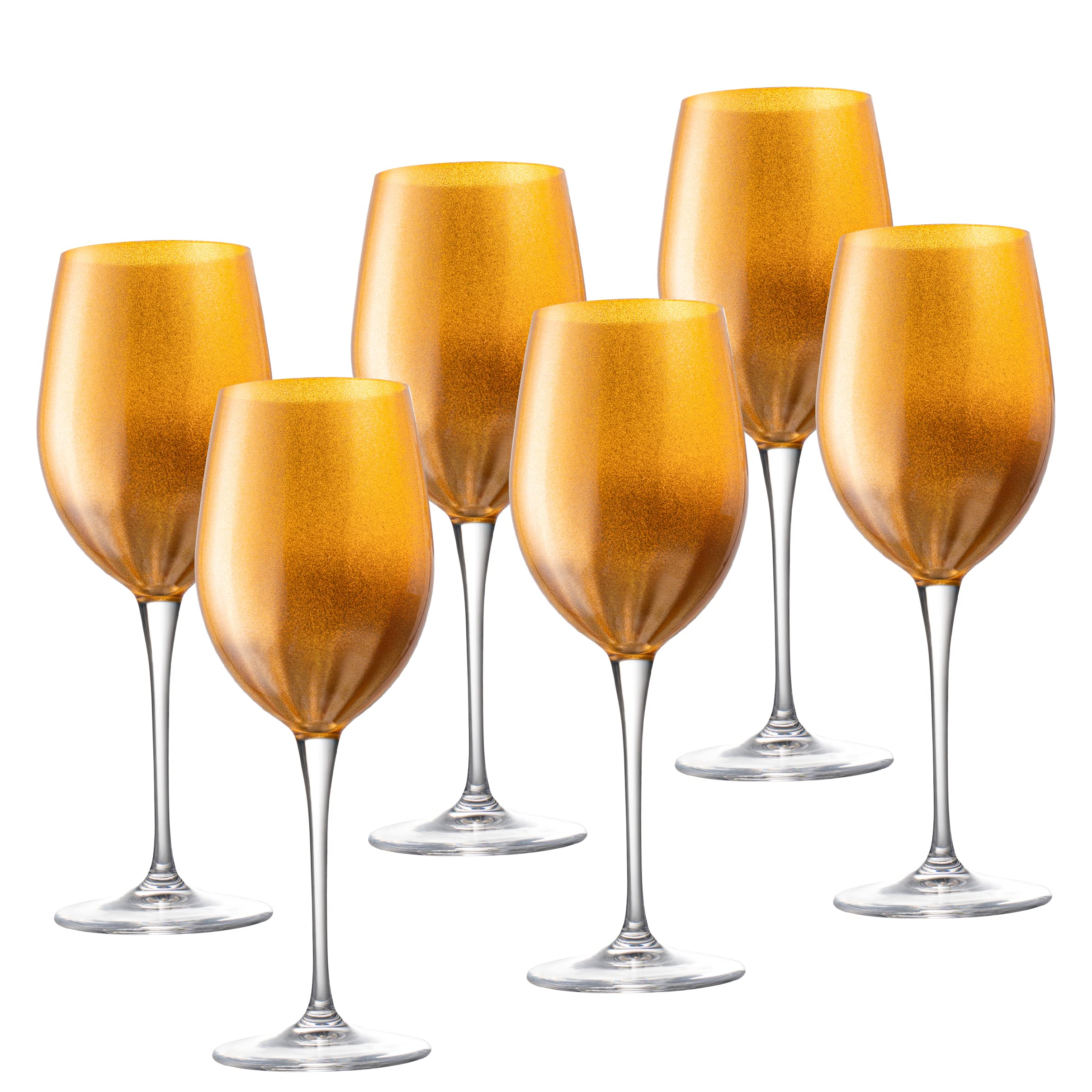 Premium Barski Goblet Set of 6 - 18oz Elegant Gold-Decorated Crystal Stemware for Red Wine & Water - European Made Glassware for Fine Dining, Wedding Gifts & Home Entertaining