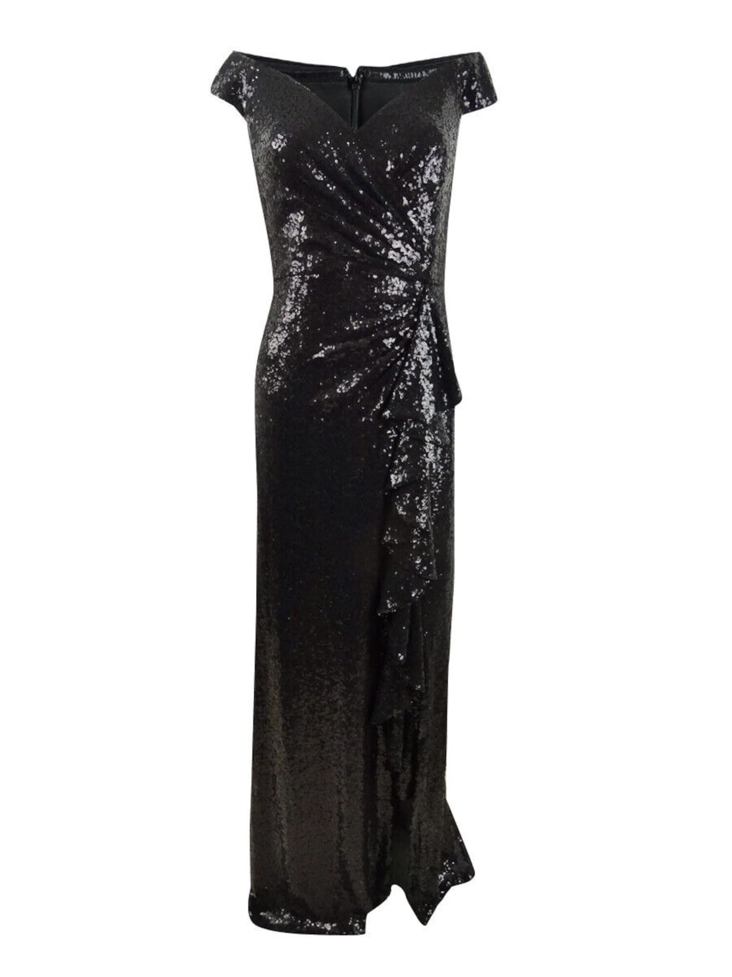 Tadashi Shoji Women's Sequin Gown Dress - Elegant Black Evening Gown, Size Small | Perfect for Prom, Wedding Guest & Formal Events