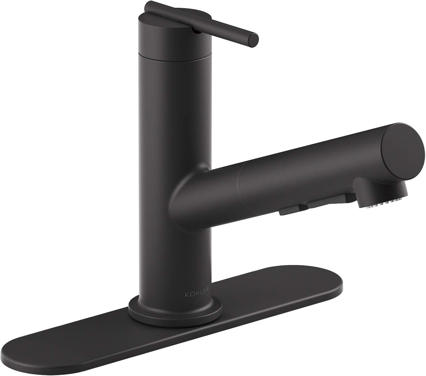 KOHLER 22976-BL Crue Pull-Out Kitchen Faucet with Sprayer - Single Handle Matte Black Utility Faucet for Modern Kitchens & Bar Sinks