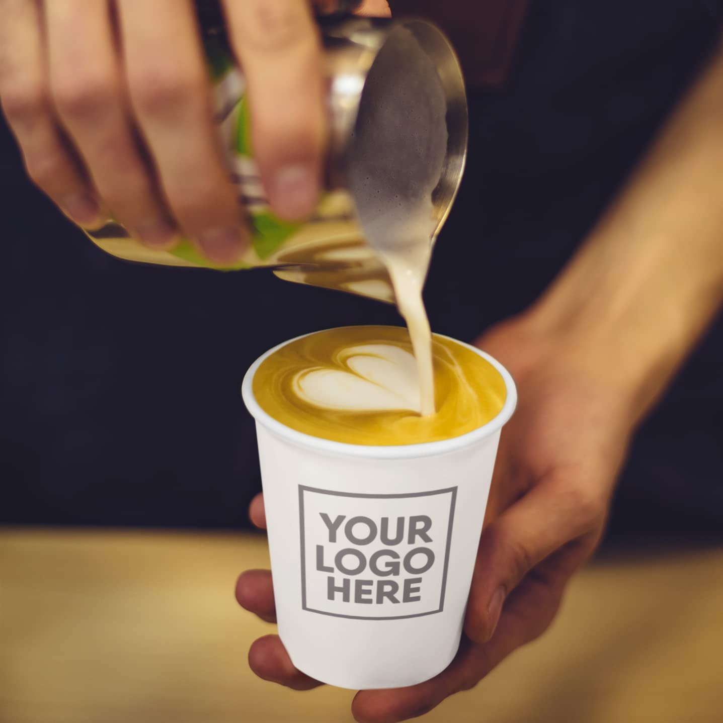 Custom Logo Coffee Cups 12oz (100 Pack) - Durable Personalized Paper Cups for Hot & Cold Drinks - Ideal for Coffee Shops, Offices & Small Businesses - Branding & Promotional Use