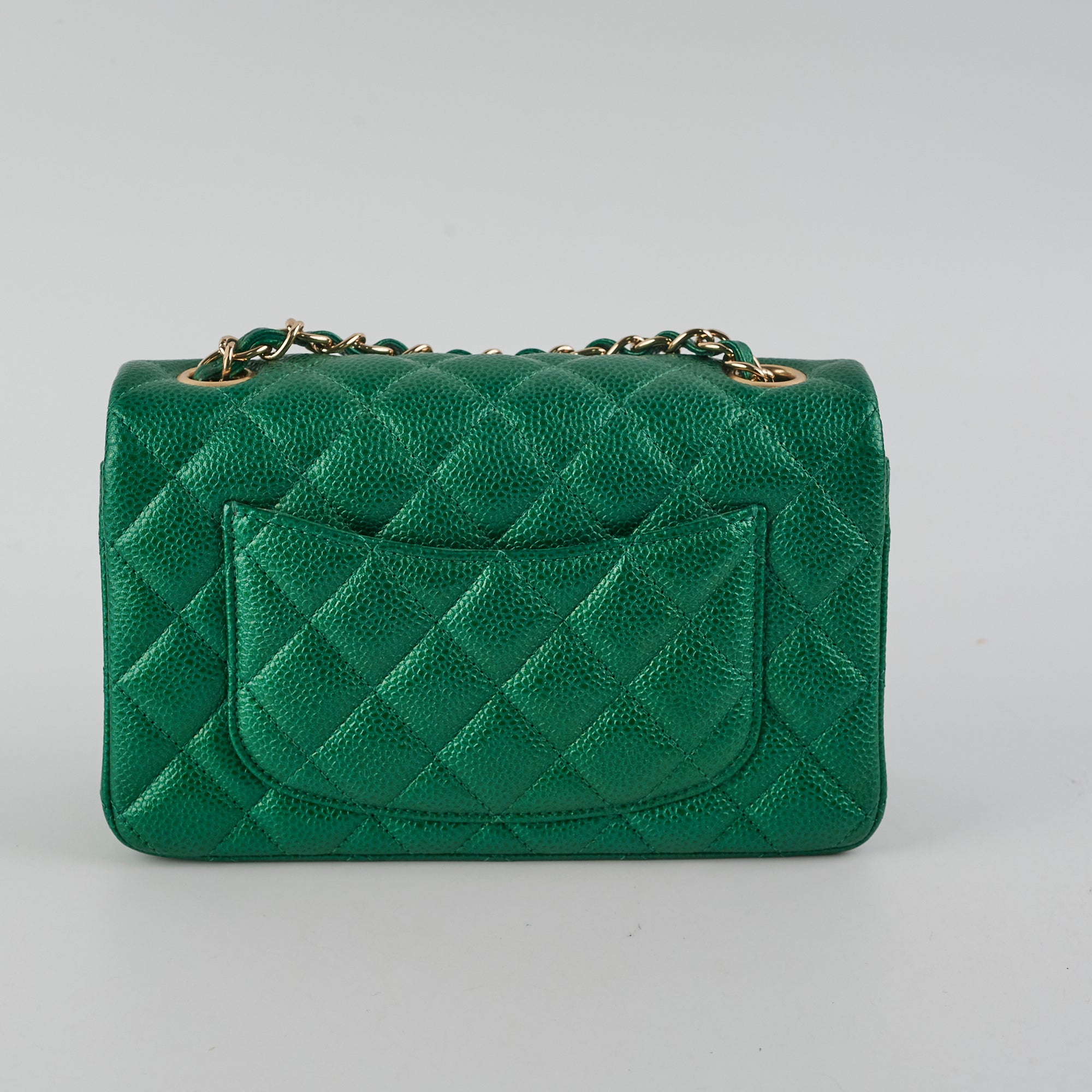 Chanel Caviar Leather Mini Rectangular Flap Bag in Emerald Green - 18S Collection | Luxury Crossbody Purse for Women, Perfect for Parties & Evening Events
