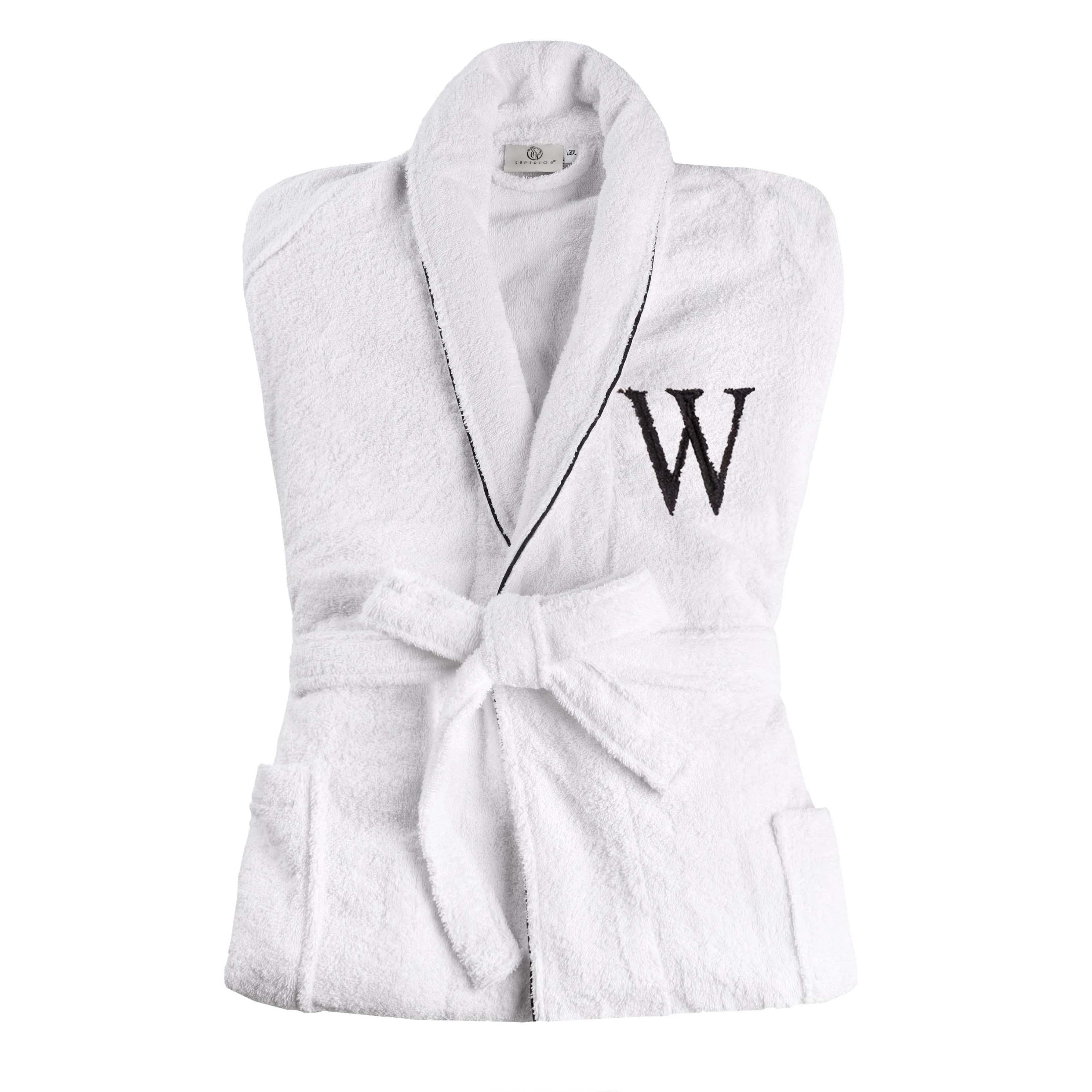 Premium Cotton Unisex Bathrobe for Adults - Soft, Fluffy & Highly Absorbent - White Embroidered Spa Robe for Relaxation, Hotels & Home Comfort