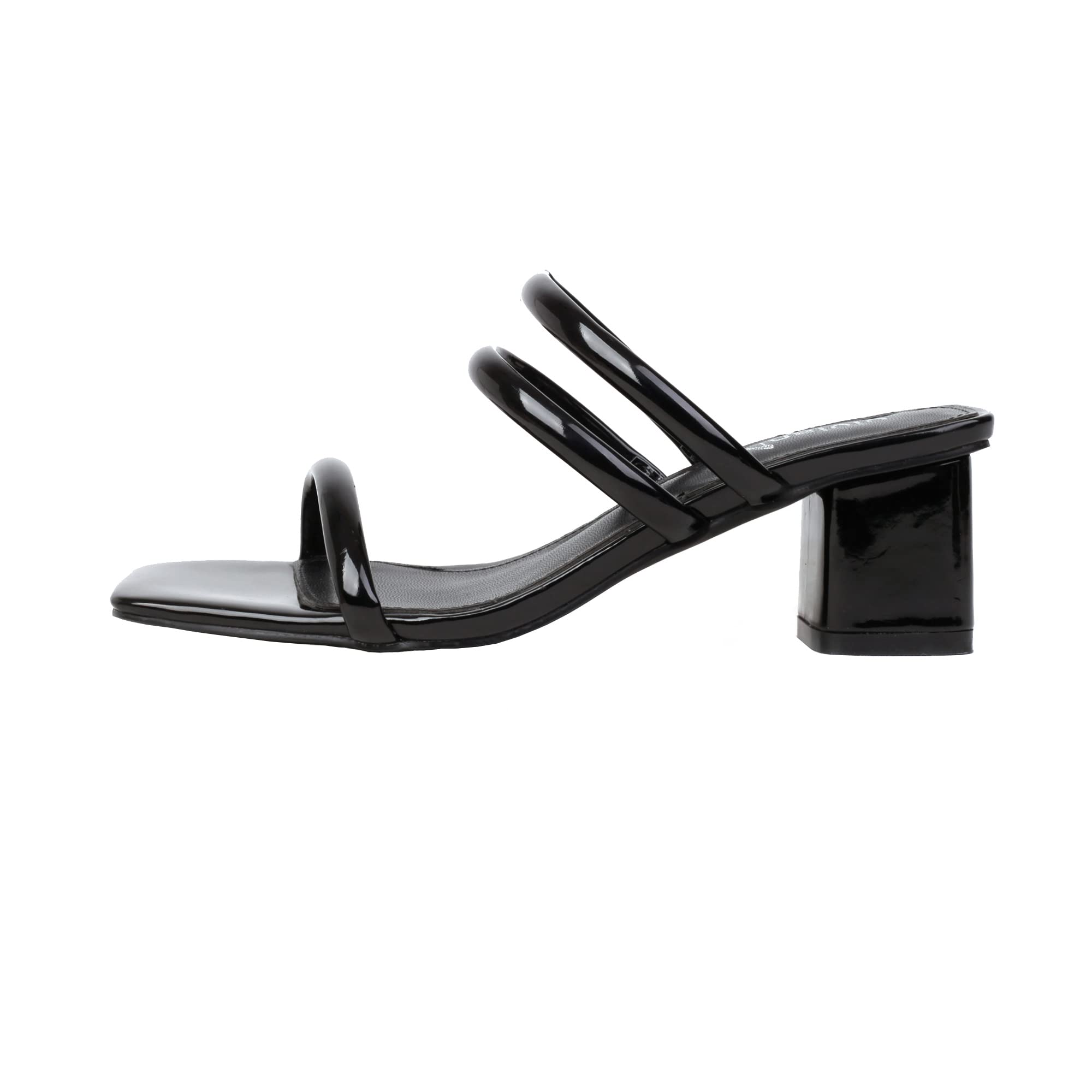 Vivianly Women's Strappy Chunky Heel Sandals - 3 Strap Slip-On Square Toe High Heels for Party, Wedding & Summer Outfits