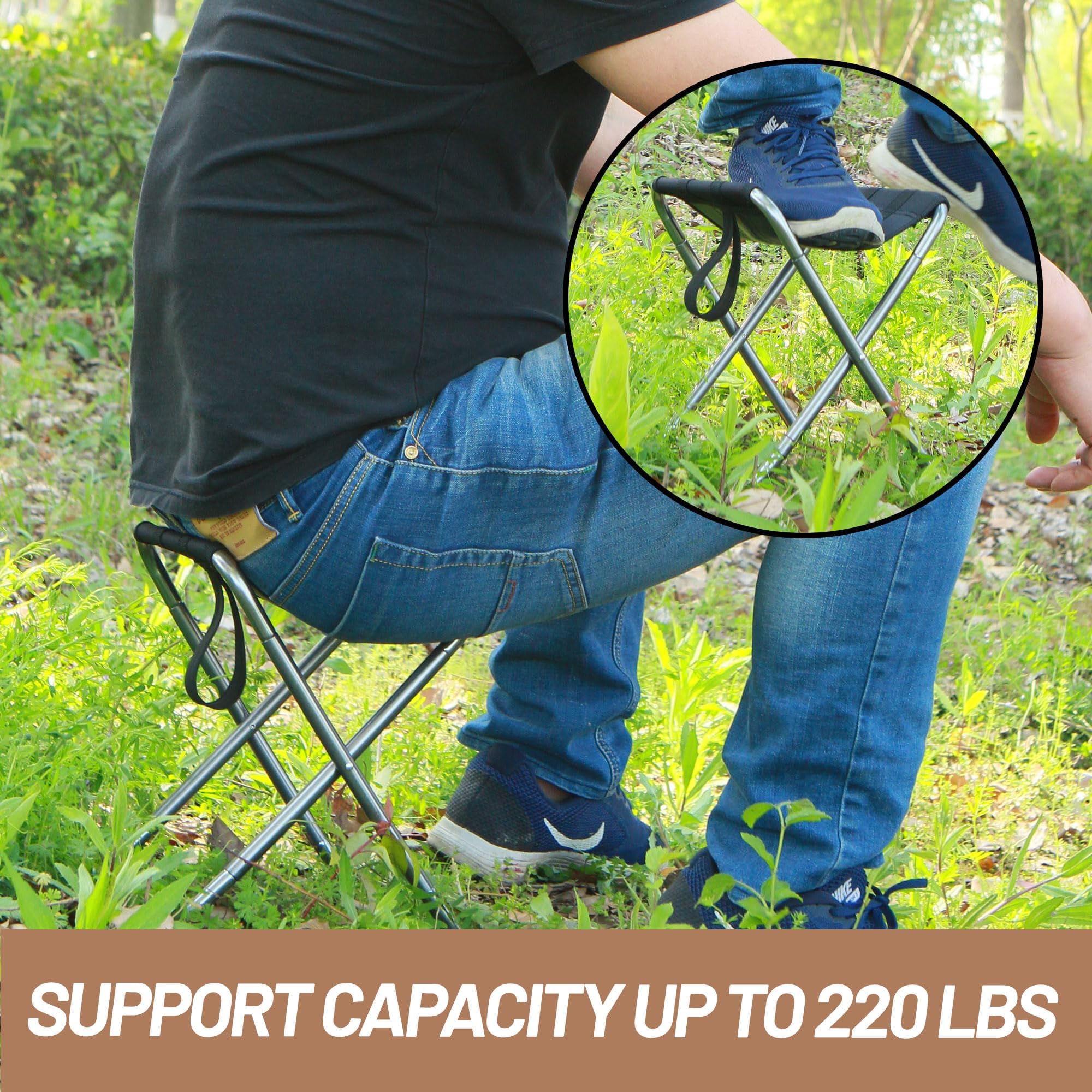 Portable Folding Camping Stool - Lightweight Collapsible Chair for Outdoor Activities, Hiking, Fishing, Beach, Picnic & Photography - Compact 9.86
