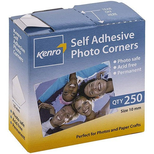 Kenro Photo Corners 250 Pack - Acid-Free Adhesive Photo Album Corners for Scrapbooking, Archival & Framing - Perfect for Preserving Photos, Artwork & Memorabilia Safely