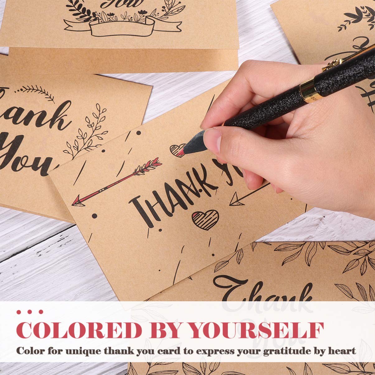 PartyKindom 150 Pack Thank You Cards with Envelopes & Stickers - Bulk Wedding, Baby Shower, Graduation, Teacher Appreciation Cards - Perfect for Small Business, Events & Personal Thank You Notes