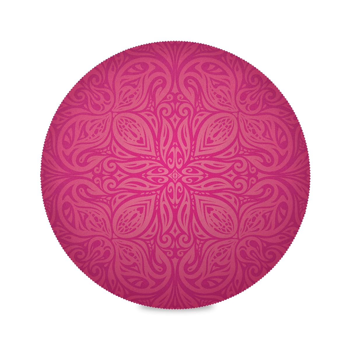 ALAZA Red Floral Hot Pink Mandala Round Placemats - Set of 1 Decorative Dining Table Mat for Kitchen, Home Decor & Holiday Settings | Perfect for Dinner Parties, Festive Gatherings & Everyday Use