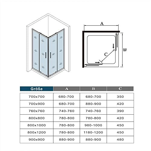 Aica 80x80cm Corner Shower Cubicle Enclosure with Safety Clear Glass (185cm Height) - Perfect for Modern Bathrooms & Space-Saving Solutions