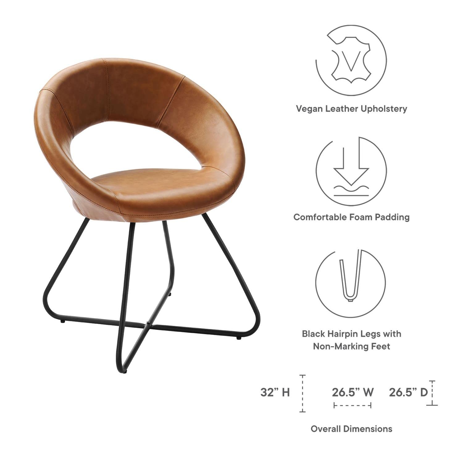 Moday Nouvelle Vegan Leather Dining Chairs Set of 2 - Black & Tan Faux Leather Modern Kitchen Chairs for Dining Room, Restaurant, and Home Decor