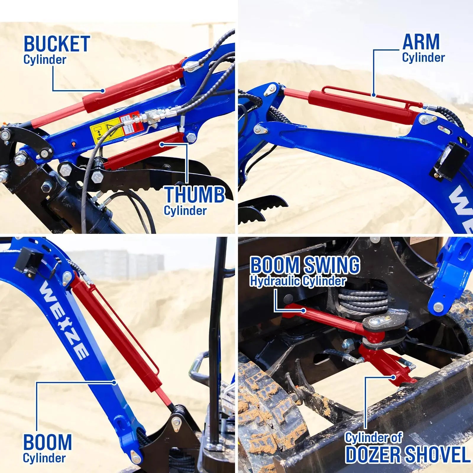 WEIZE 1 Ton Mini Excavator Crawler Digger - 13.5HP Gas Engine with Bucket & Hydraulic Thumb | Compact Construction Equipment for Digging, Trenching & Landscaping | Ideal for Small Farms, Backyards & DIY Projects
