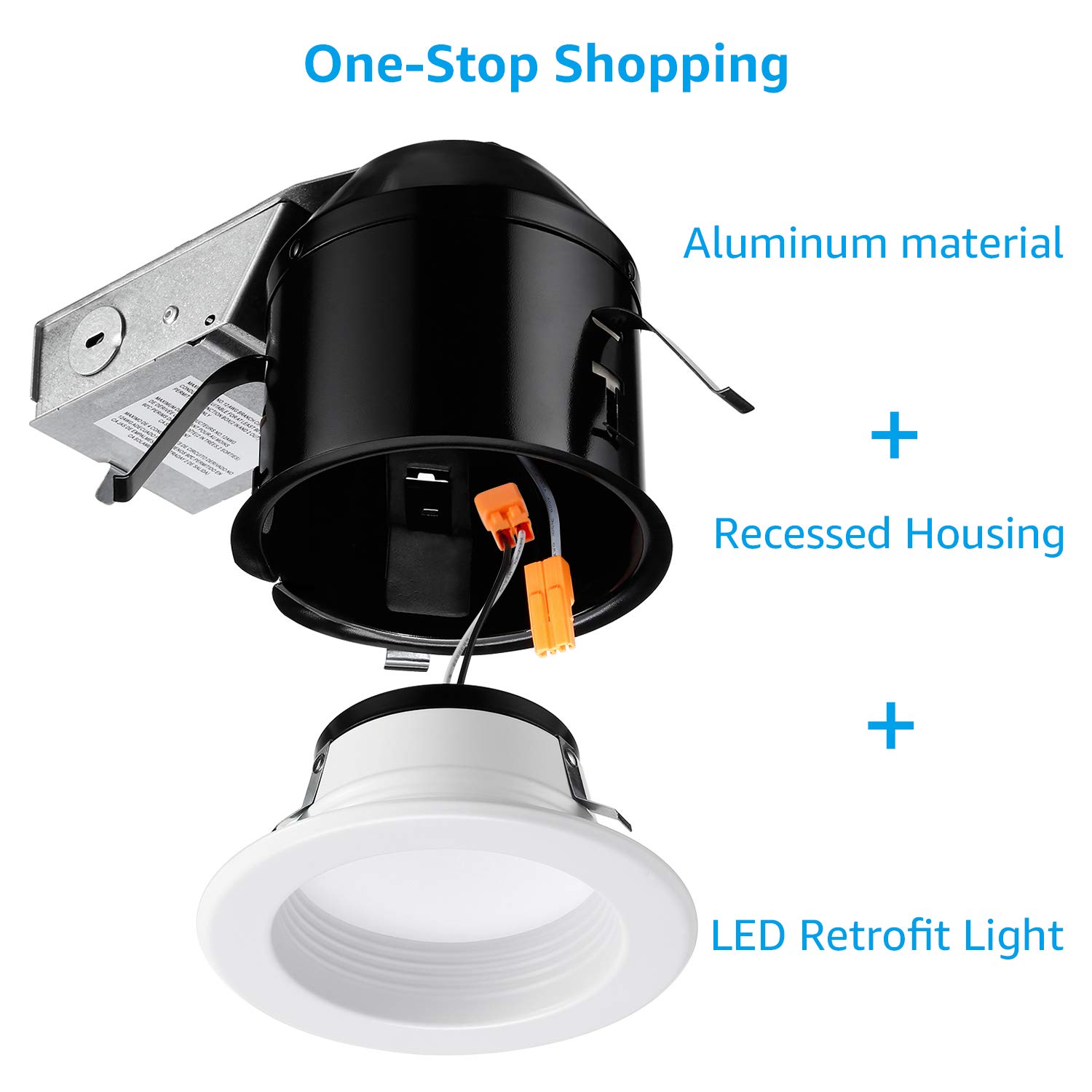 TORCHSTAR 4 Inch Recessed Lighting Housing - 6 Pack, 10W LED Downlight Included, Air Tight Can Lights for Ceiling, 3000K Warm White, 120V, ETL & Energy Star Certified, Damp Location Rated - Perfect for Kitchen, Bathroom, and Living Room Lighting