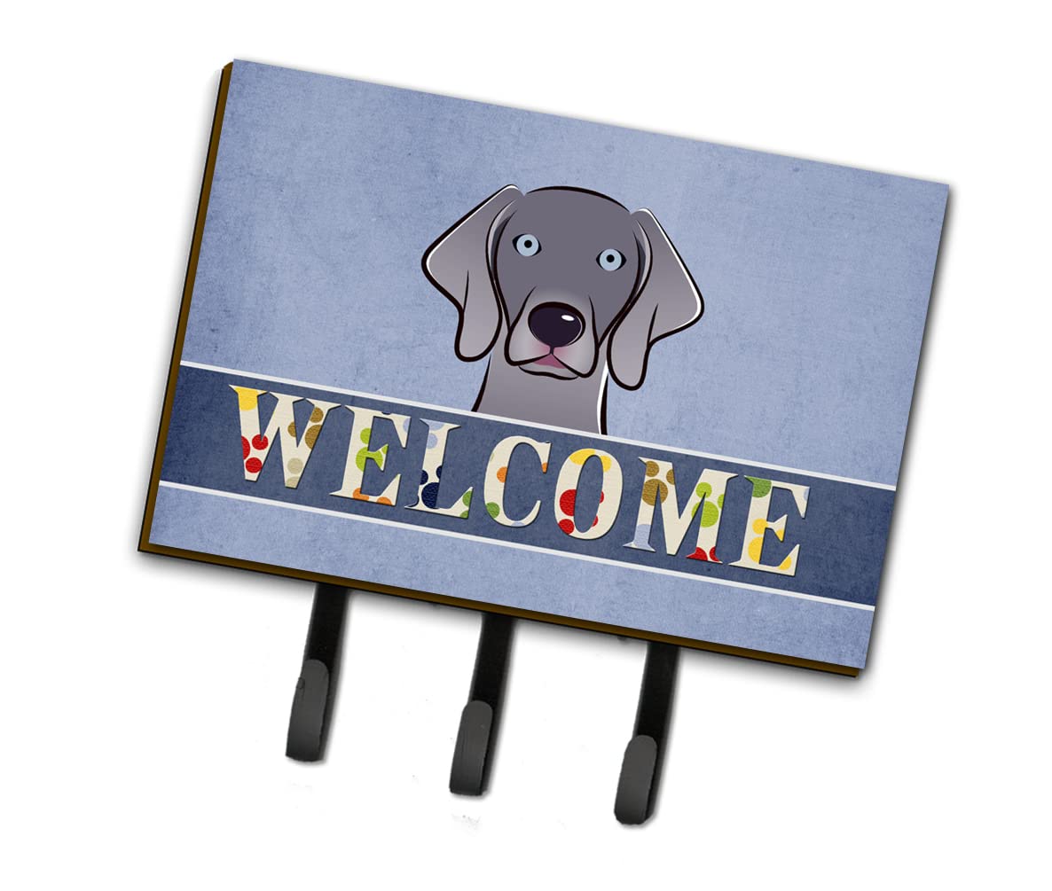 Weimaraner Welcome Key Holder & Wall Hook - Blue Coat Rack for Keys, Leashes, Towels | Durable Wall Mount Organizer for Entryway, Kitchen, Mudroom