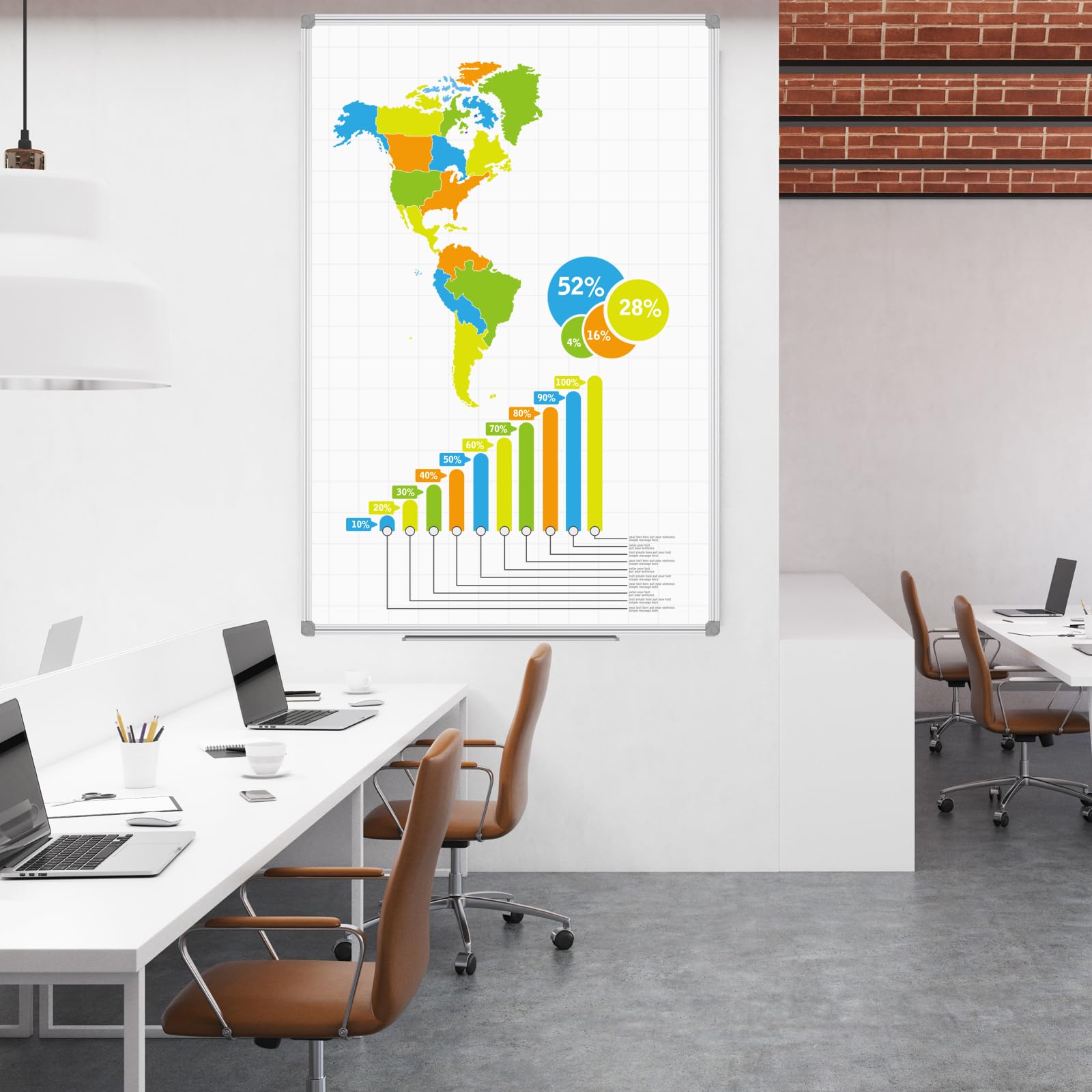 JILoffice 48x36 Inch Magnetic Dry Erase Whiteboard with Grid Pattern - Silver Aluminum Frame & Detachable Marker Tray - Perfect for Office, Classroom, Home Office & Meeting Room Organization