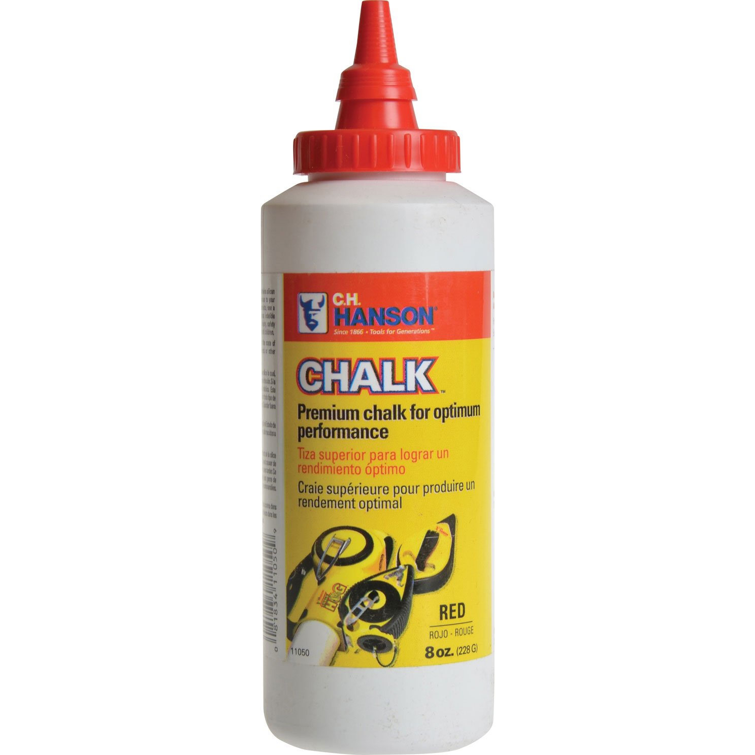 CH Hanson 11050 Red 8 oz. Chalk Refill - Premium Dustless Chalk for Teachers, Gymnasiums & Rock Climbing - Non-Toxic, Vibrant Marking Chalk for Blackboards, Sidewalks & Weightlifting