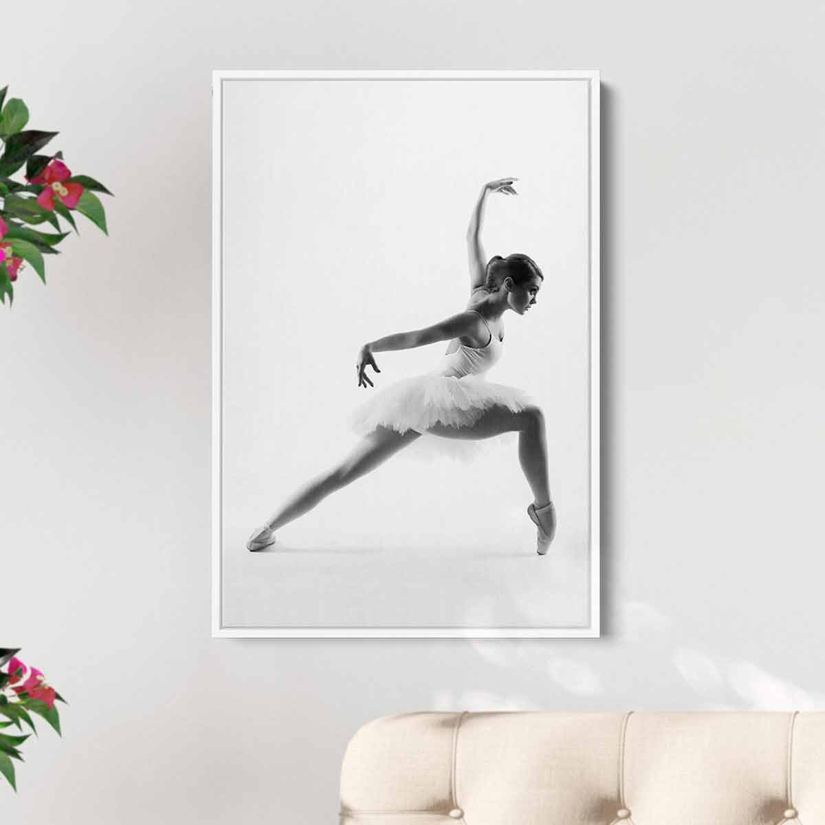 Elegant Black and White Ballet Dancer Wall Art Canvas Print - Home Decor for Living Room, Bedroom & Dance Studio