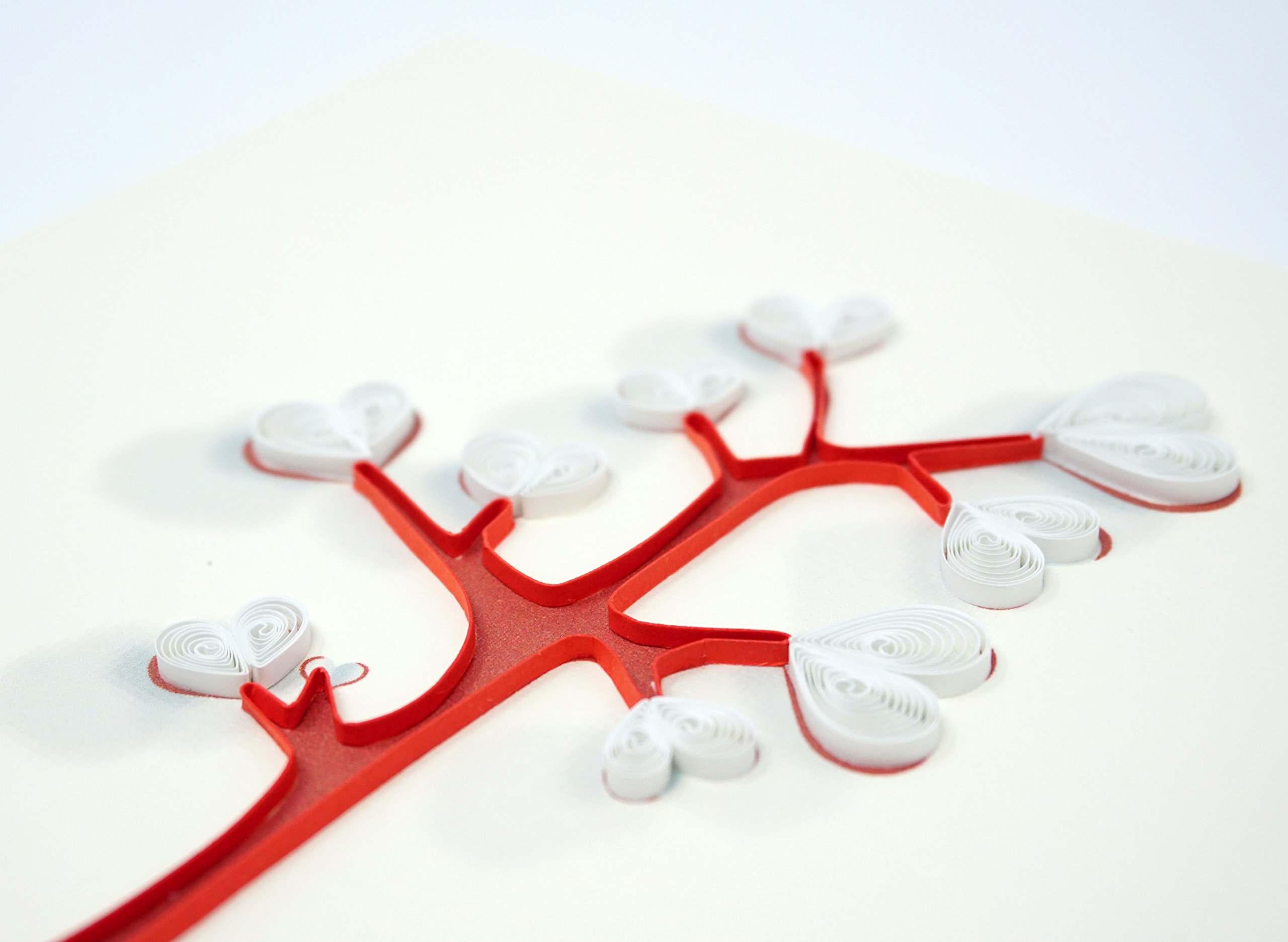 Handmade Quilled Paper Greeting Cards - Unique Floral Heart Tree Design for Christmas, Birthday, Anniversary, Mother's Day, Valentine's & Thank You Gifts | Perfect for Special Occasions & DIY Home Decor