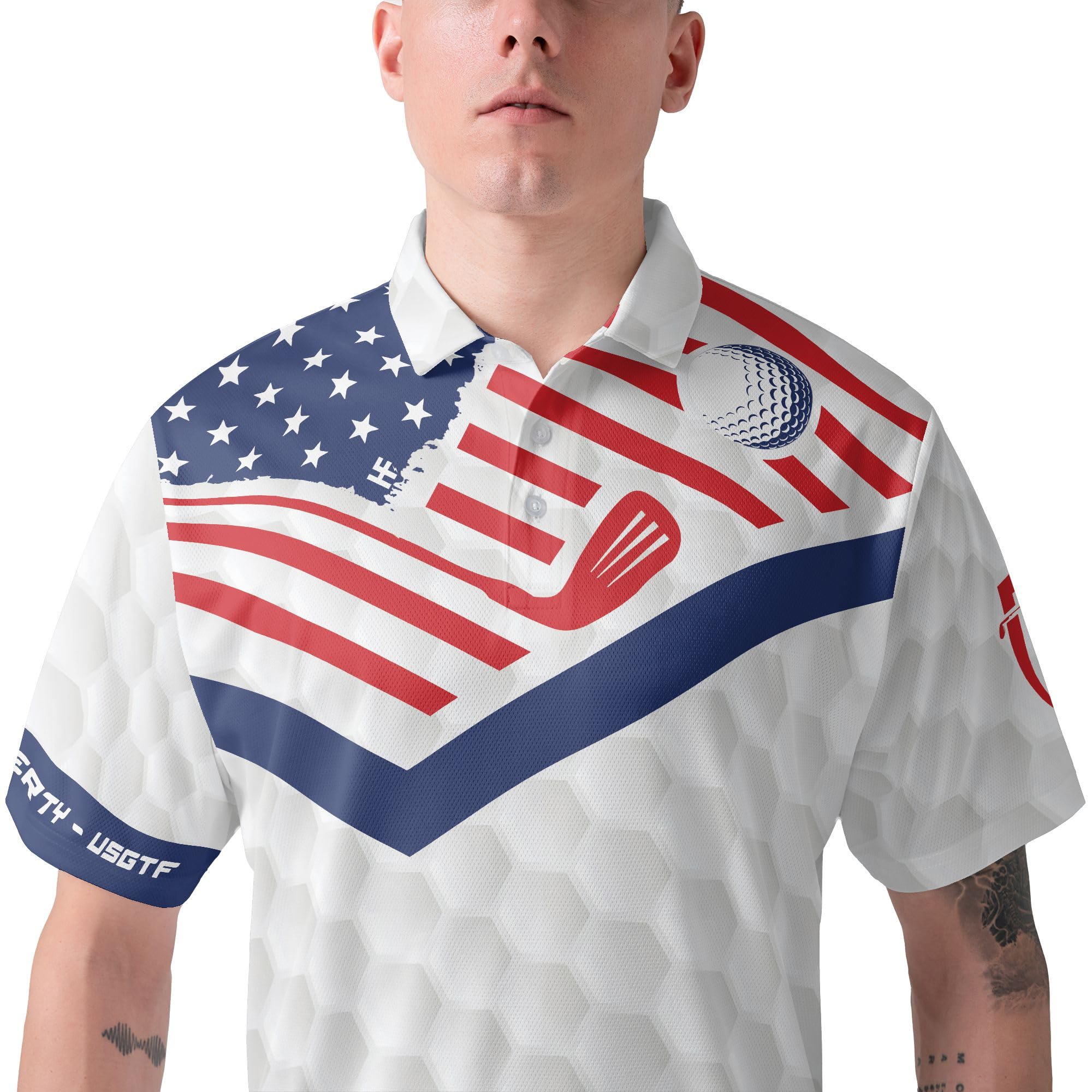 HYPERFAVOR Custom Golf Polo Shirts for Men & Women - American Flag Design, Short Sleeve Performance Shirts for Golf, Business & Casual Wear | Perfect for Golf Tournaments, Office & Outdoor Activities