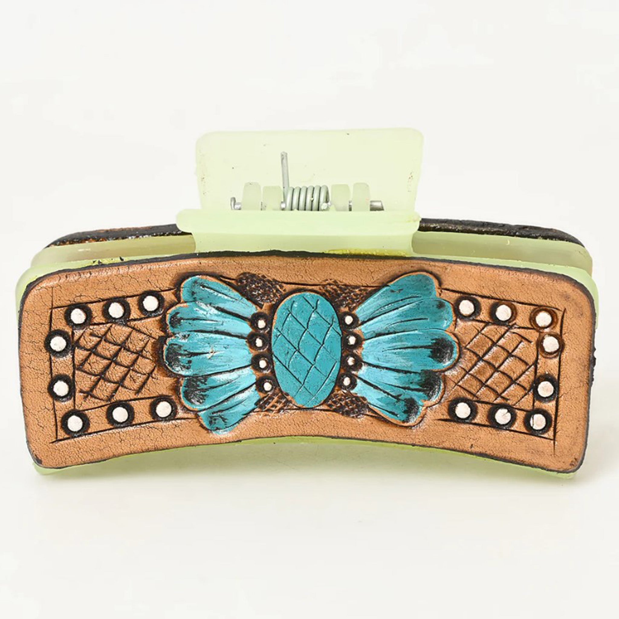 American Darling Leather Hair Clip with Hand-Painted Bow - Elegant Hair Accessory for Women, Girls, Parties & Weddings