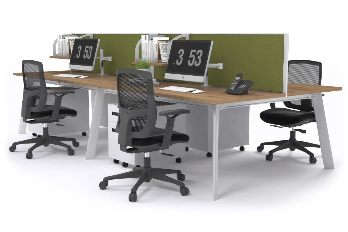 4-Person Workstation with White Frame - 1400L x 700W - Office Desk for Team Collaboration & Shared Workspace - Perfect for Open Offices, Coworking Spaces & Home Offices