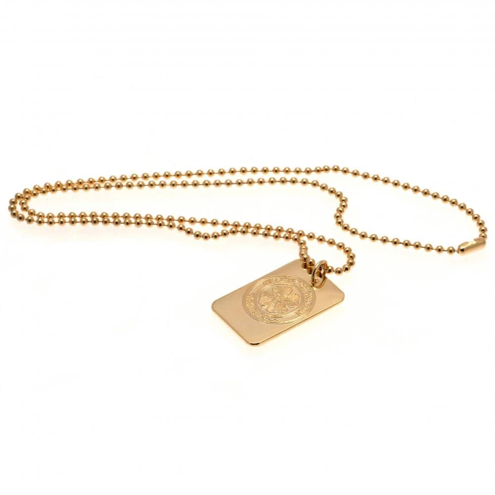 Celtic FC Gold Plated Dog Tag Necklace - Stainless Steel Pendant with 24K Gold Plating - Perfect for Soccer Fans, Gifts, and Game Day Accessories
