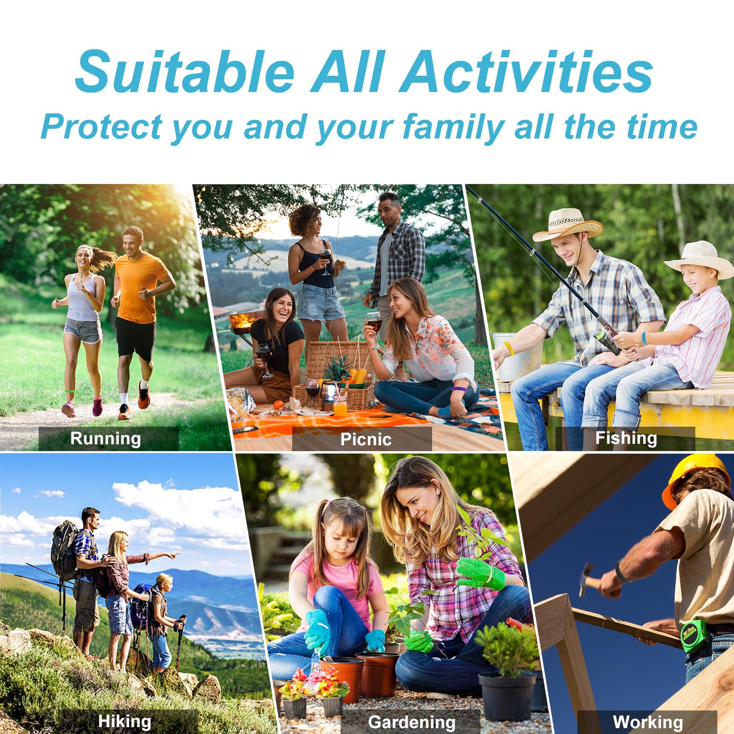 60 Pack Natural Mosquito Repellent Bracelets with 120 Refills - DEET-Free Insect Repellent Wristbands for Kids & Adults - Waterproof & Long Lasting Protection for Outdoor Camping, Hiking, Traveling, Fishing and Backyard Activities