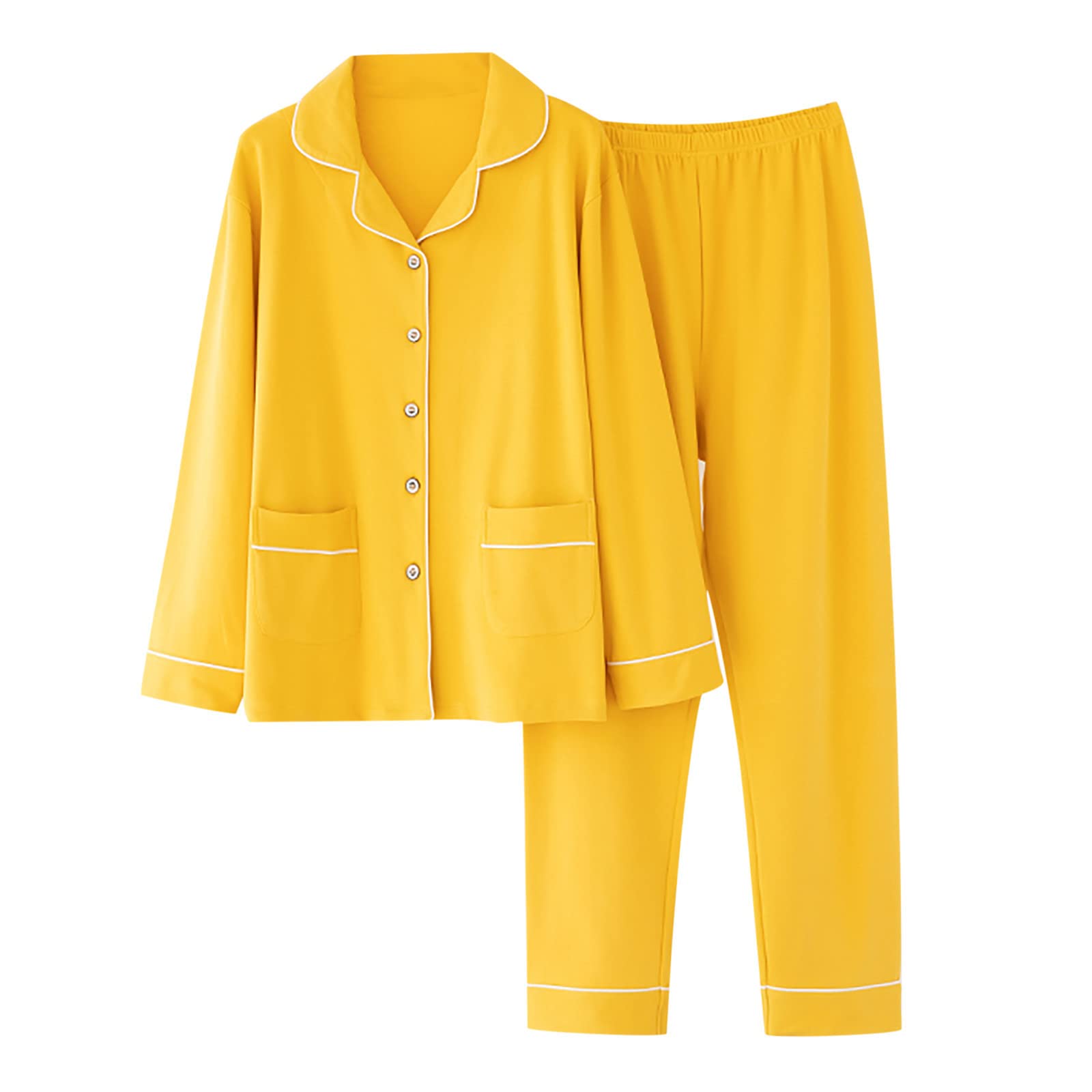 Women's Casual Cotton Cardigan Top & Pant Lounge Set - Fall Summer Comfort Wear with Pockets | Cozy Home Outfit, Sleepwear & Relaxing Nightwear (2022 Collection)