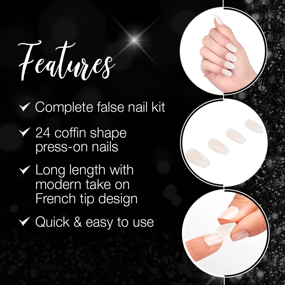 Ardell Nail Addict Artificial Nail Set - Modern French Style Press On Nails for Women | Perfect for Parties, Weddings & Special Occasions