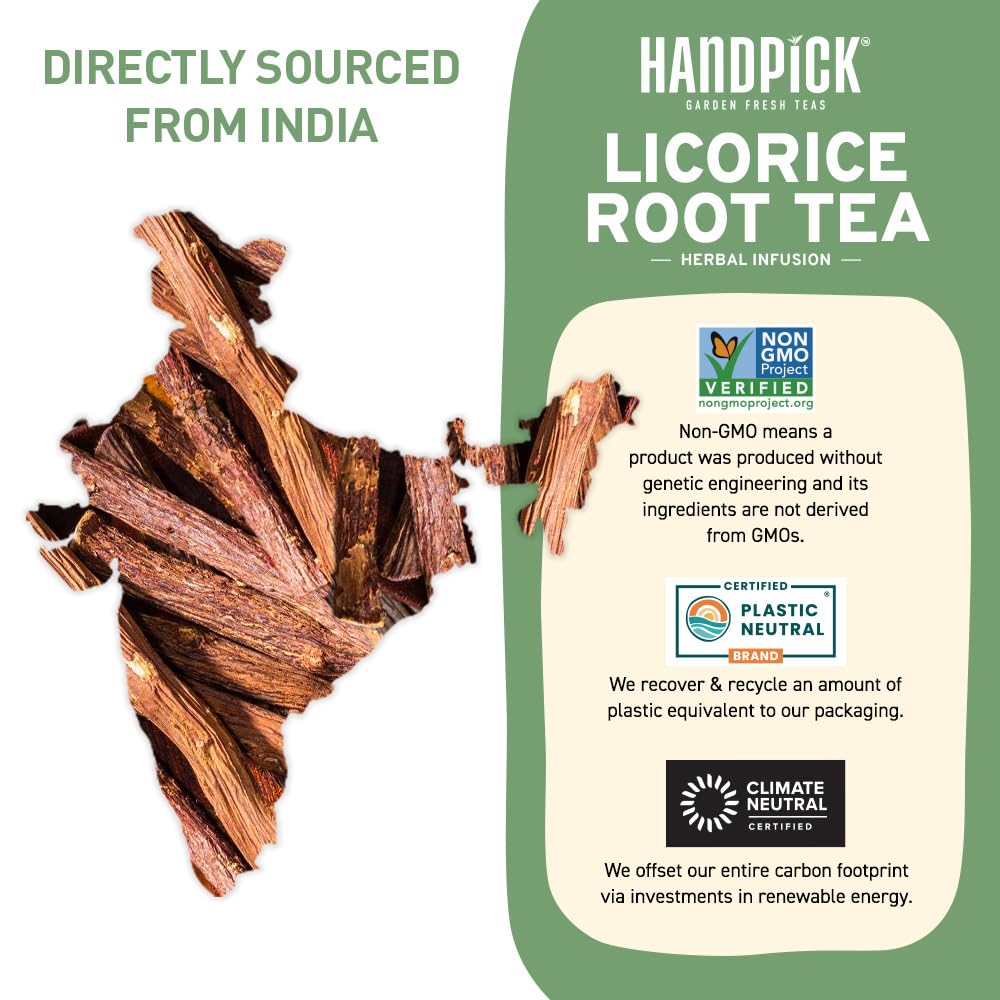 Organic Licorice Root Tea Bags (50 Count) - Caffeine Free, Non-GMO Herbal Tea | Eco-Friendly Round Tea Bags | Soothing Digestive Aid & Stress Relief | Perfect for Relaxation, Detox & After-Meal Comfort