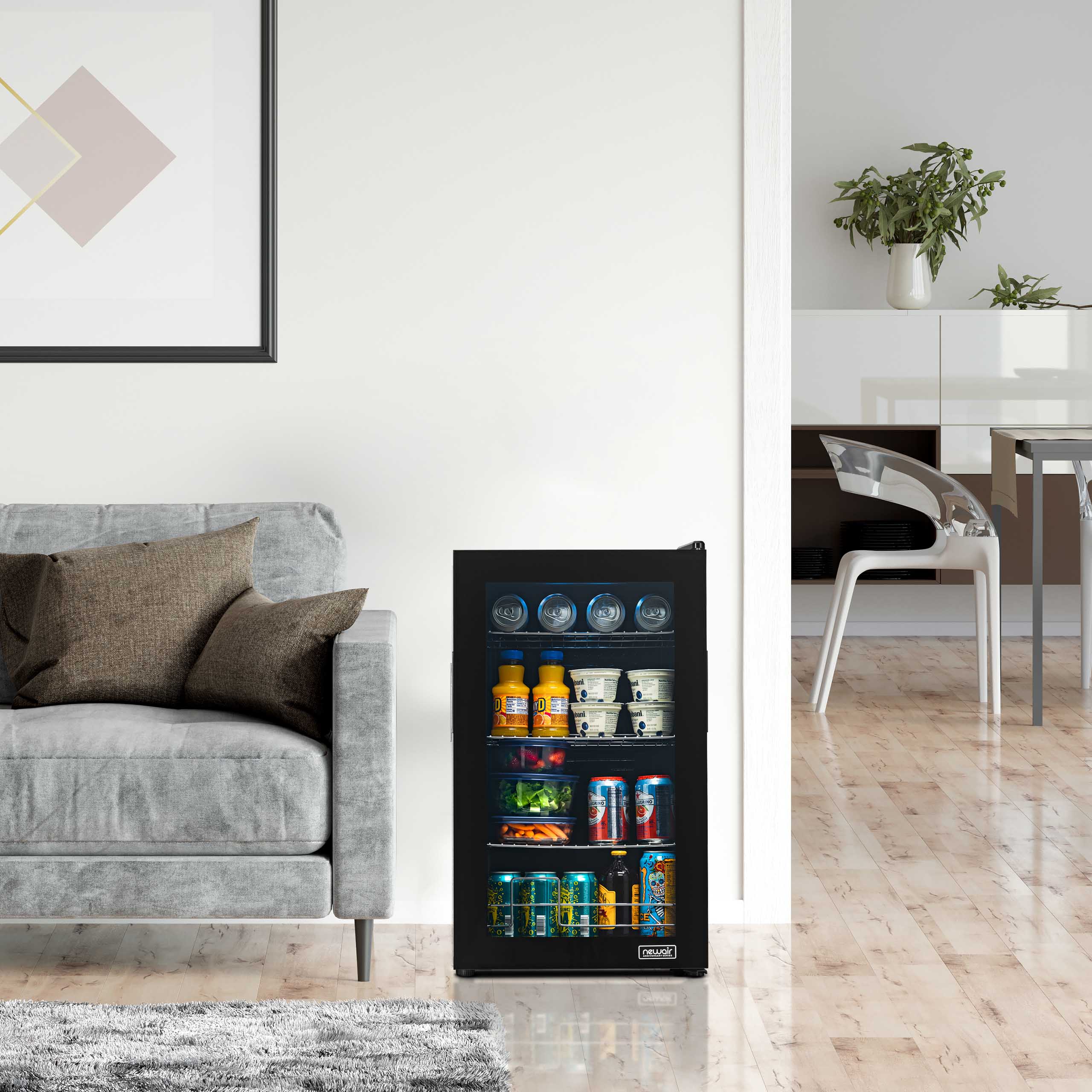 Newair® Limited Edition 100 Can Anniversary Beverage Refrigerator - Compact Beverage Cooler for Beer, Wine & Soda - Perfect for Home Bar, Office, or Man Cave (16.93 Cu.Ft)