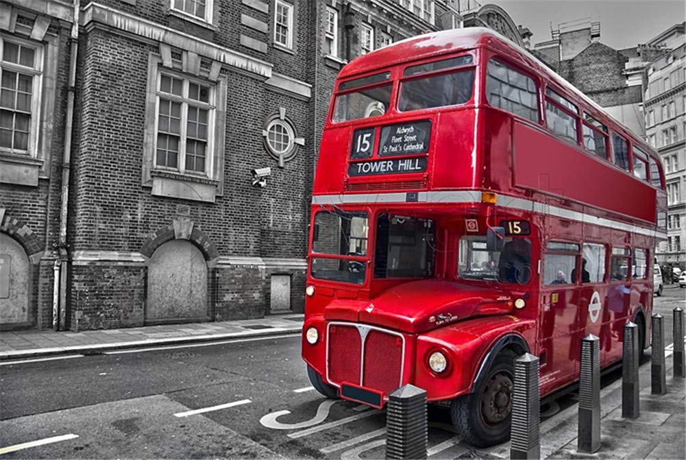 1000 Piece Wooden Jigsaw Puzzle for Adults - Vintage London Red Double Decker Bus - Challenging Brain Teaser & Home Decor - Perfect for Family Game Night, Stress Relief & Wall Art Display