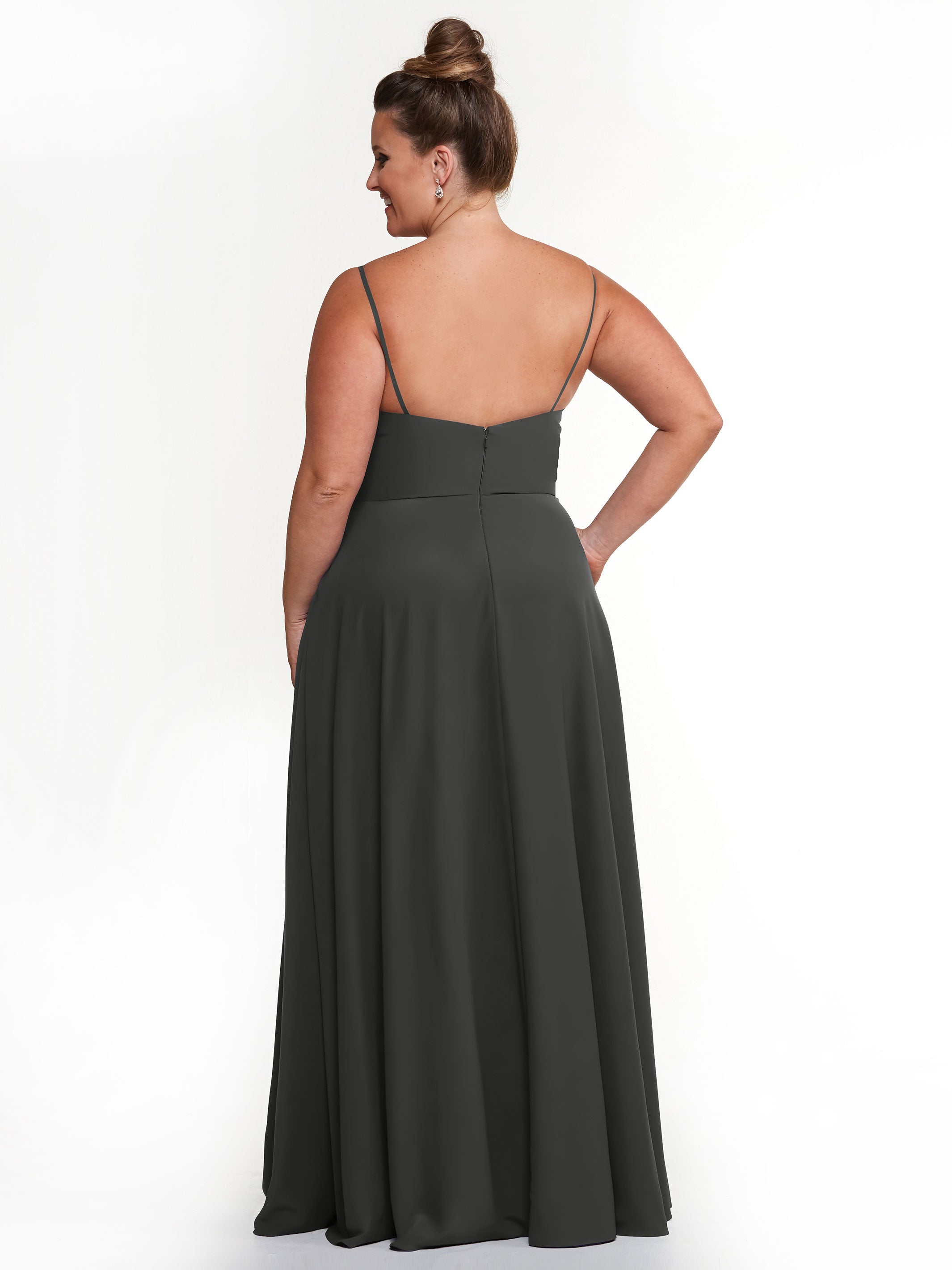Elegant 83012 Flowy Stretch Chiffon A-Line Bridesmaid Dress with V-Neckline - Perfect for Weddings, Formal Events & Special Occasions