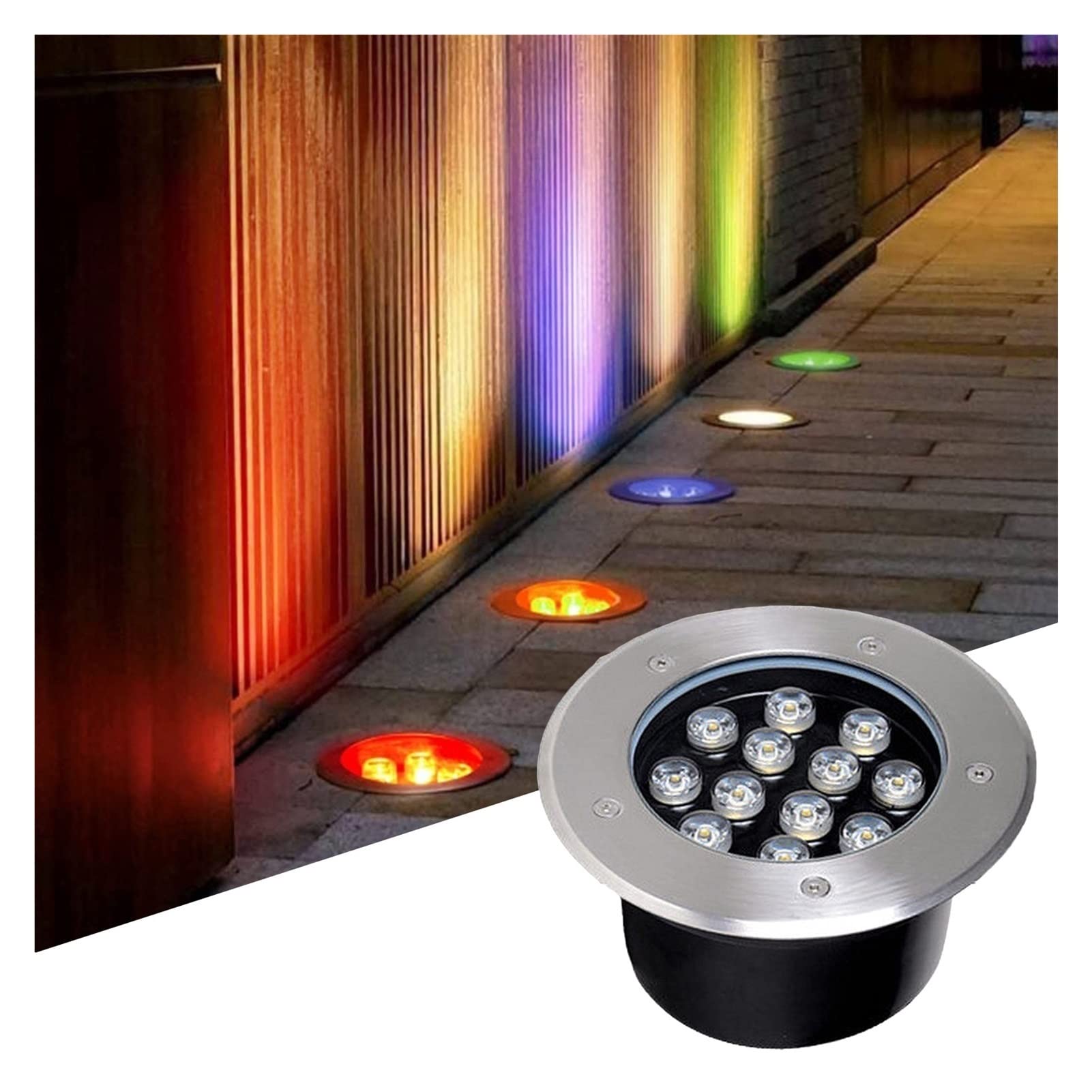 AYLYHD 18W RGB In-Ground LED Well Lights - IP65 Waterproof Outdoor Landscape Lighting for Yard, Garden & Pathways - 12V AC/DC Spotlight for Decorative Illumination (Perfect for Driveways, Walkways & Garden Accent Lighting)