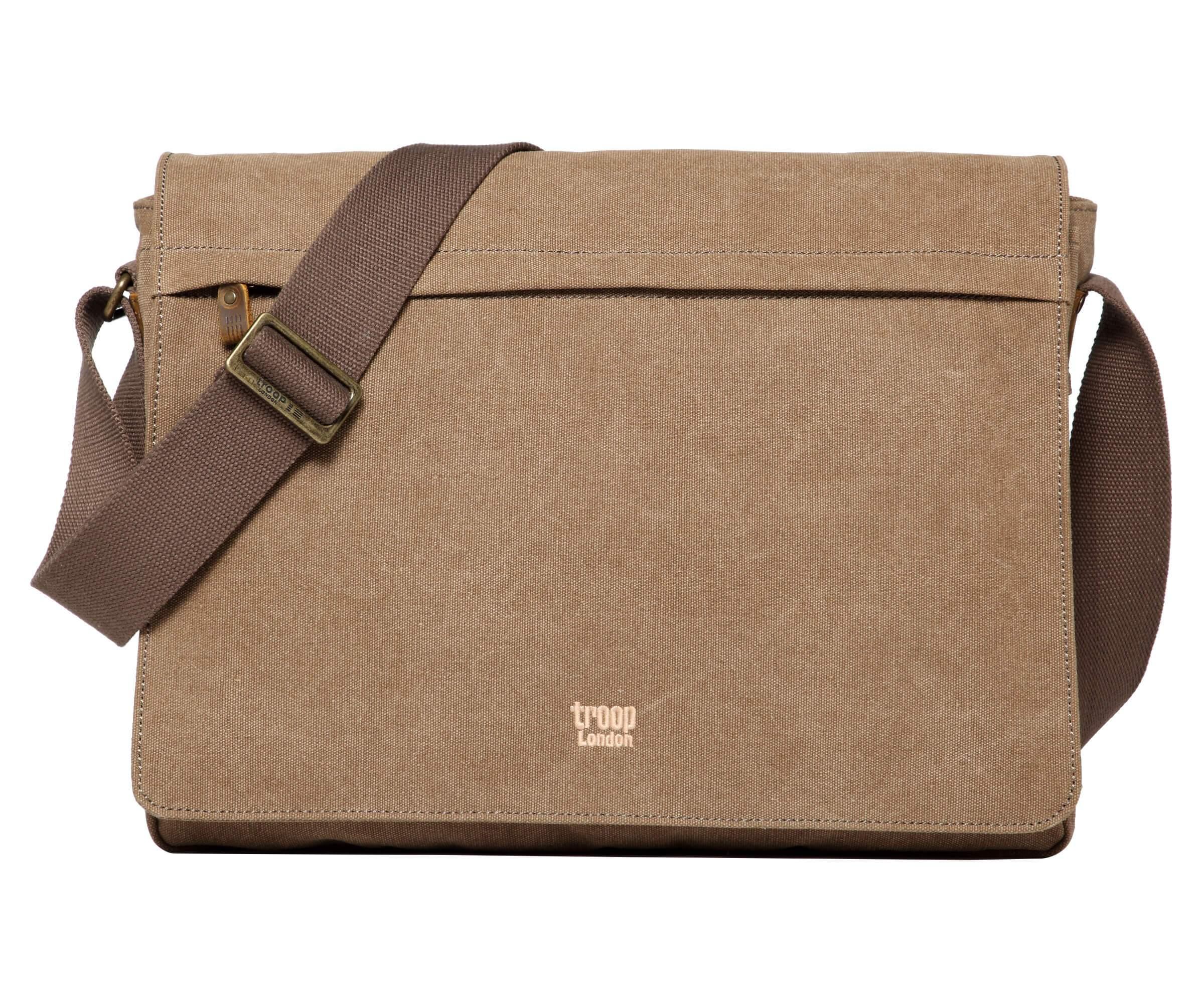 TRP0371 Troop London Classic Canvas Laptop Messenger Bag - Large 18 Inch Diagonal - Perfect for Work, Travel & College