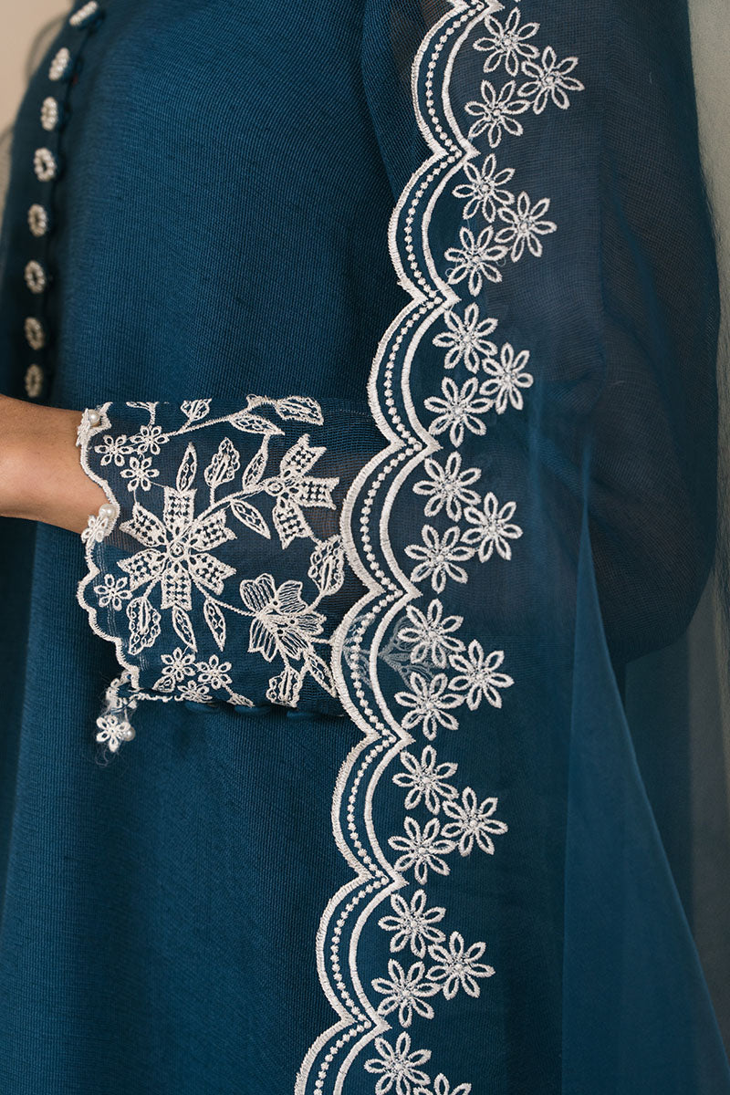 Stylish CERULEAN 2-Piece Set (Embroidered Shirt & Dupatta) for Women - Perfect for Festivals, Weddings & Special Occasions