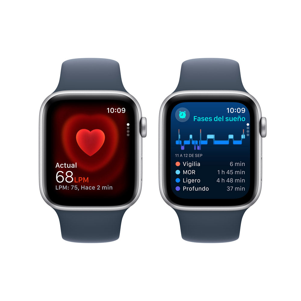 Apple Watch SE GPS 44mm Silver Aluminum Case with Storm Blue Sport Band - Perfect for Fitness Tracking & Everyday Wear