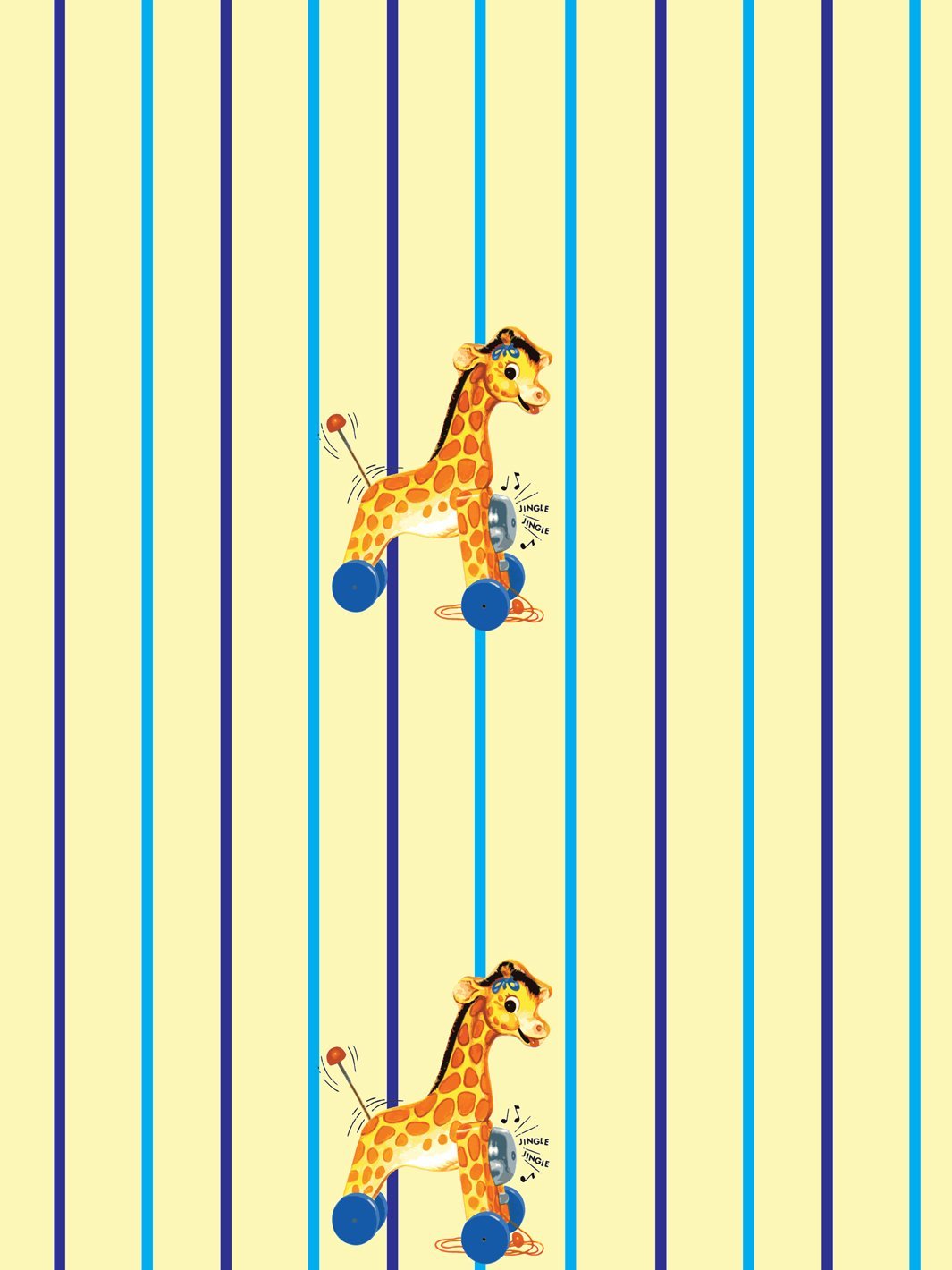 Fisher Price™ Yellow 'Jingle Giraffe Stripe' Wallpaper - Nursery Decor for Baby Rooms & Kids Bedrooms