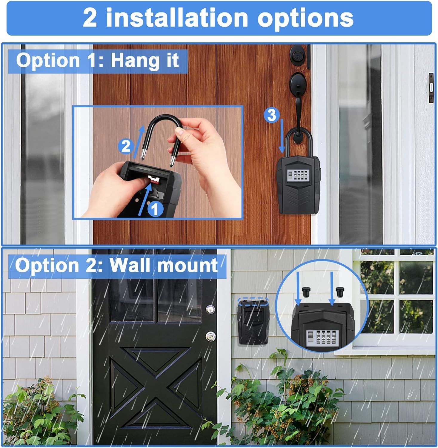 Durable Outdoor Key Lock Box - Secure Key Storage for 10 Keys, Wall Mount & Hang, Waterproof Key Safe for Home, Apartment, Realtor, Car Keys | Perfect for Vacation Rentals, Airbnb Hosts & Property Management