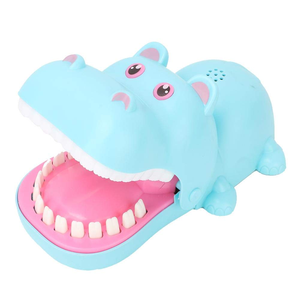 **Safe Bite Finger Game Toy - Cute Cartoon Hippo for Kids, Portable & Non-Toxic Toddler Toys, Fun Stress Relief Gift (Blue) - Perfect for Playtime, Parties & Travel**