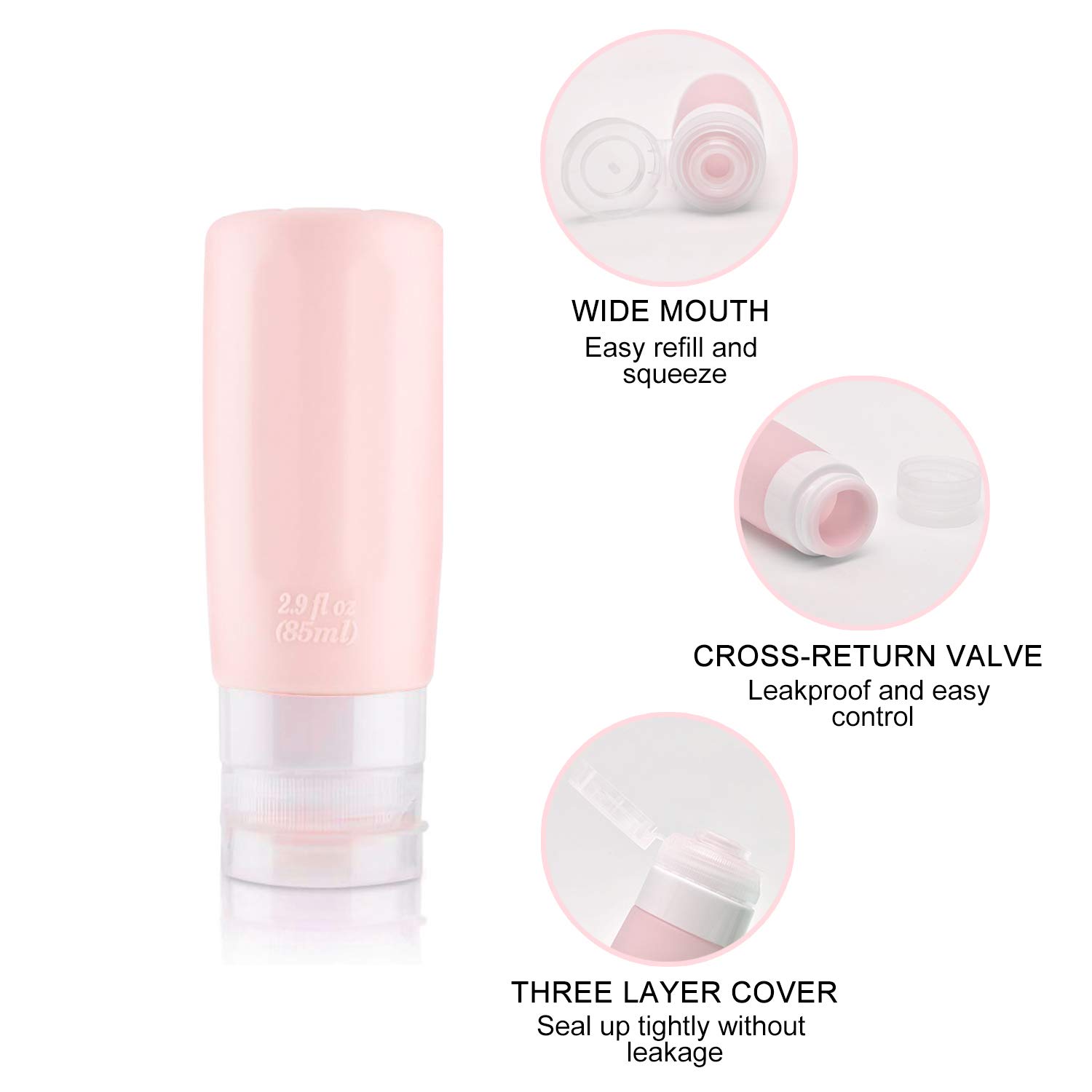 Leak Proof Silicone Travel Bottles Set - TSA Approved Refillable Toiletry Containers for Shampoo, Lotion & Conditioner (Includes Travel Bag) - Perfect for Air Travel, Camping & Outdoor Adventures