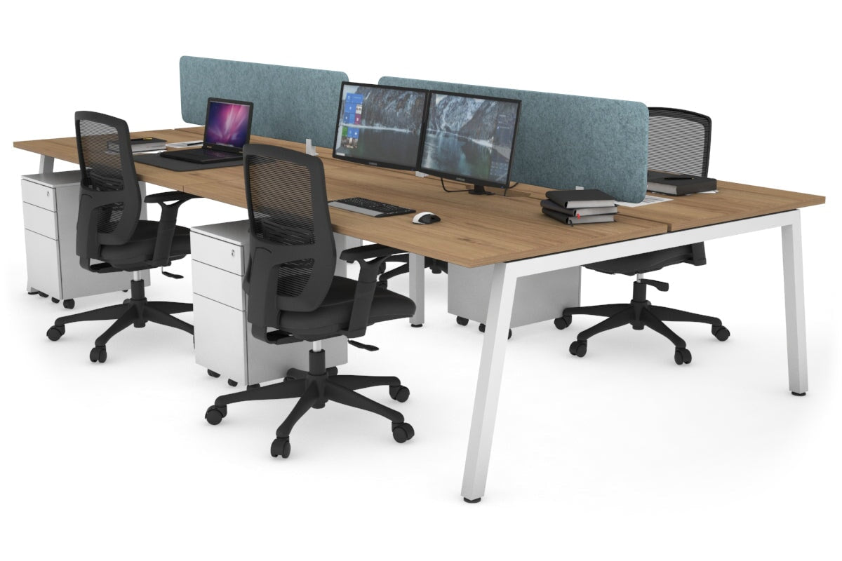 Quadro 4 Person Office Workstation Desk - 1400L x 800W with Cable Management - Perfect for Team Collaboration & Open Office Spaces