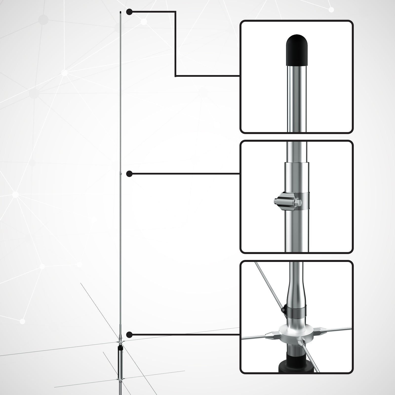 Xiegu VG4 4 Band HF Vertical Base Station Antenna for 40m/20m/15m/10m Bands | Compatible with HF Transceivers | Ideal for Amateur Radio, DXing, and Field Operations