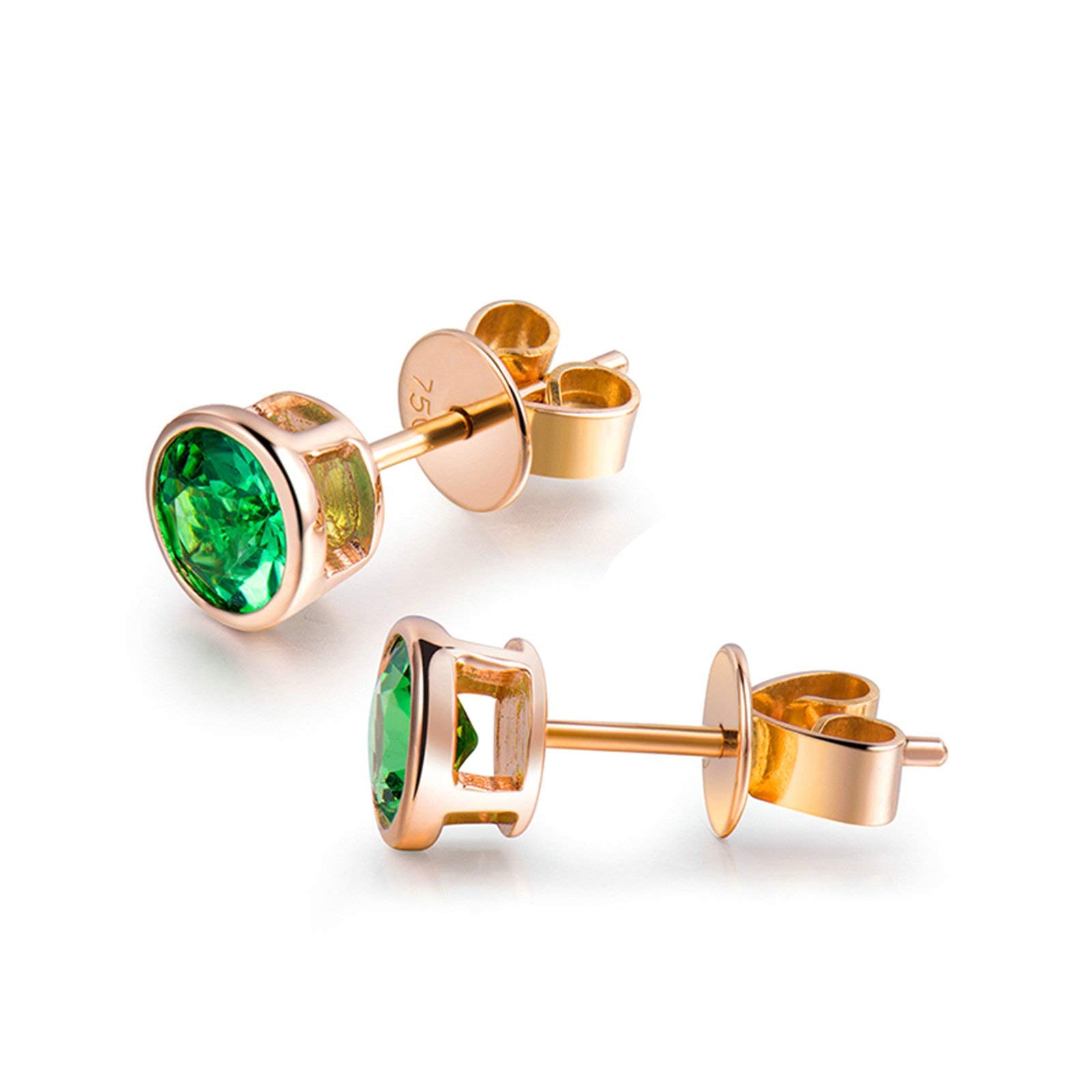 18ct Rose Gold Earrings for Women - 0.95ct Round Tsavorite Stud Earrings | Elegant Jewelry Gift for Birthday, Anniversary & Special Occasions