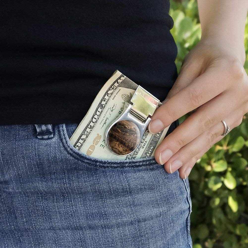 Premium Satin Chrome Plated Metal Money Clip - Labyrinth Hedge Maze Goblin City Design | Unique Gift for Men, Wallet Accessory | Perfect for Cash, Cards & Everyday Carry