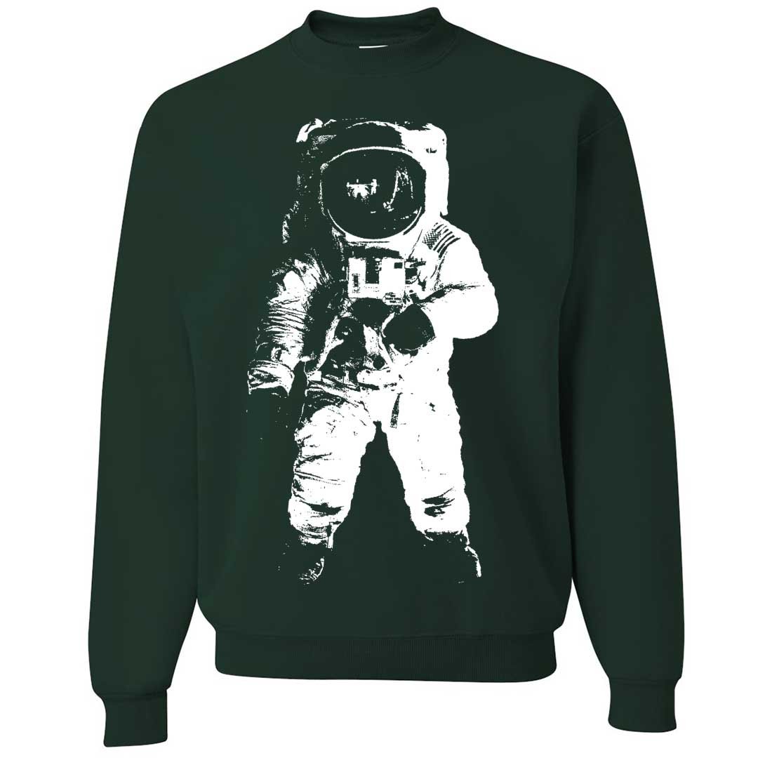 Space Astronaut Moon Landing White Print Crewneck Sweatshirt | NASA-Inspired Graphic Hoodie for Men & Women | Casual Wear & Space-Themed Outfits